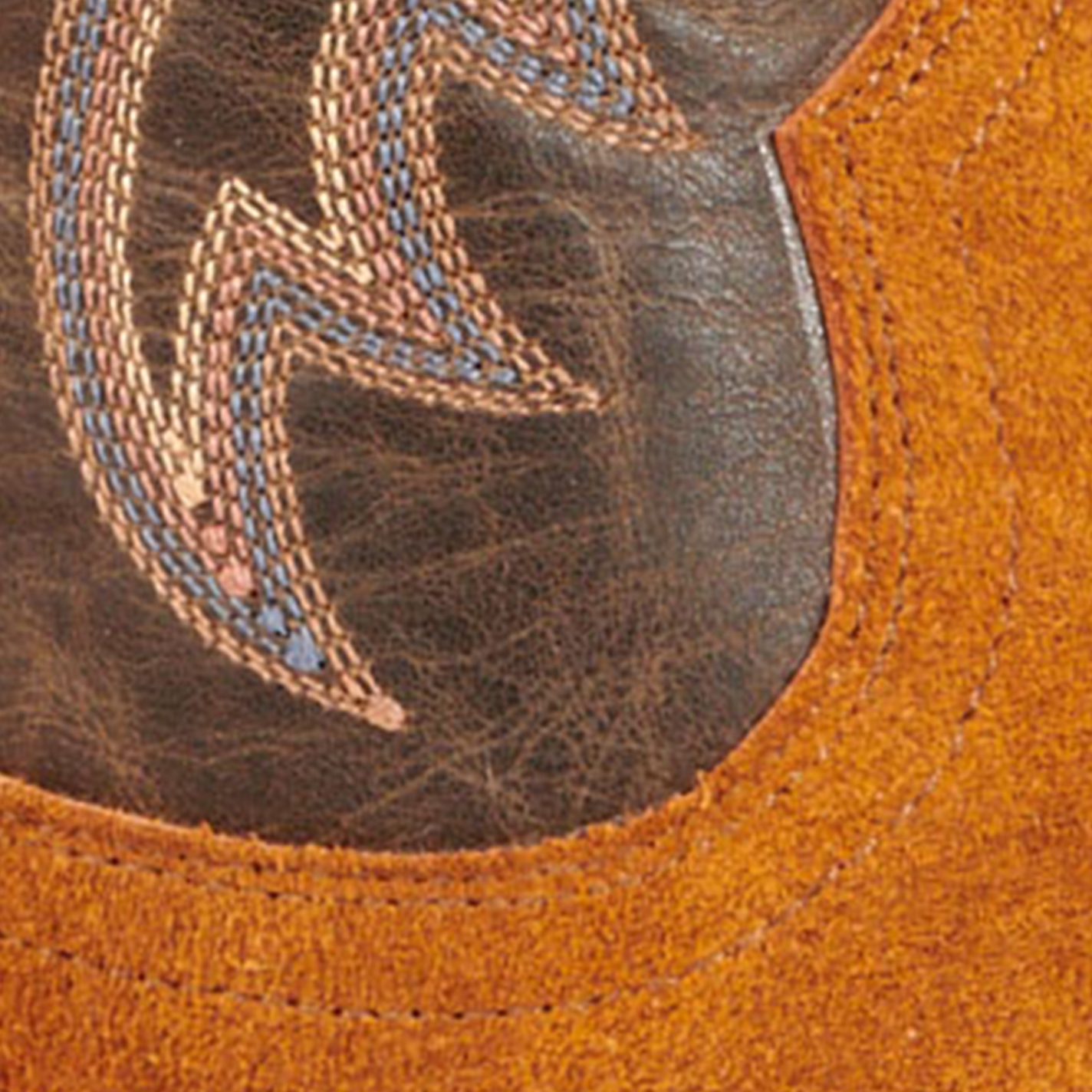 Cavender’s Women’s Leather Honey Roughout and Brown Wide Square Toe Cowboy Boots  - Image 1