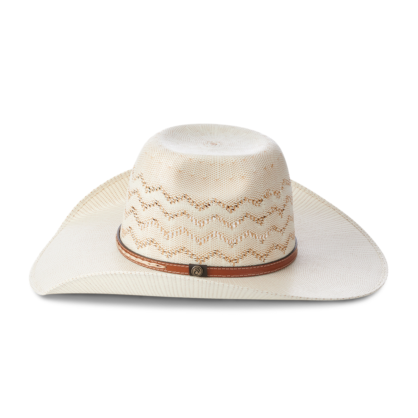 Rafter C Men's Ivory and Tan with Bull Rider Crown Bangora Straw Cowboy Hat - Image 1
