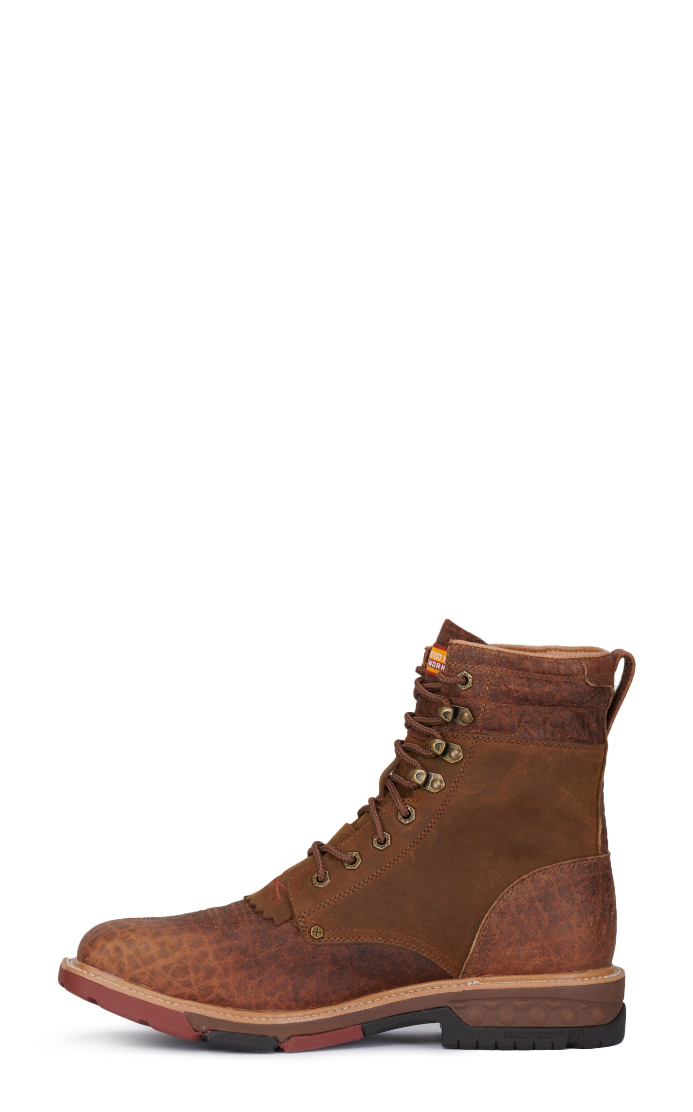 Twisted X Men's Cognac CellStretch Waterproof Lace Up Wide Square Toe Work Boots - Image 1