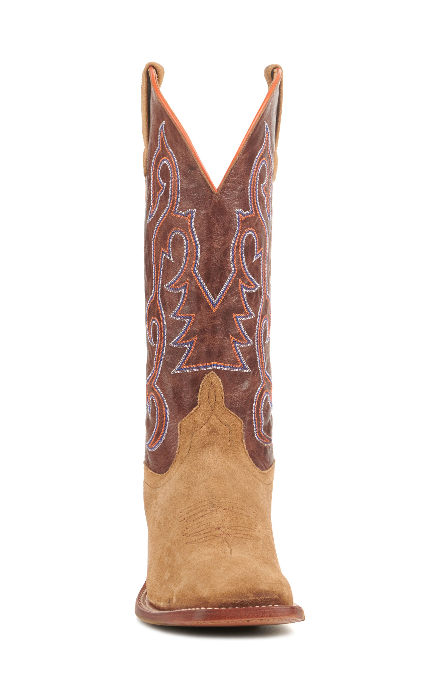 Anderson Bean Men's Horse Power Camel Roughout and Chocolate Wide Square Toe Cowboy Boots - Image 1