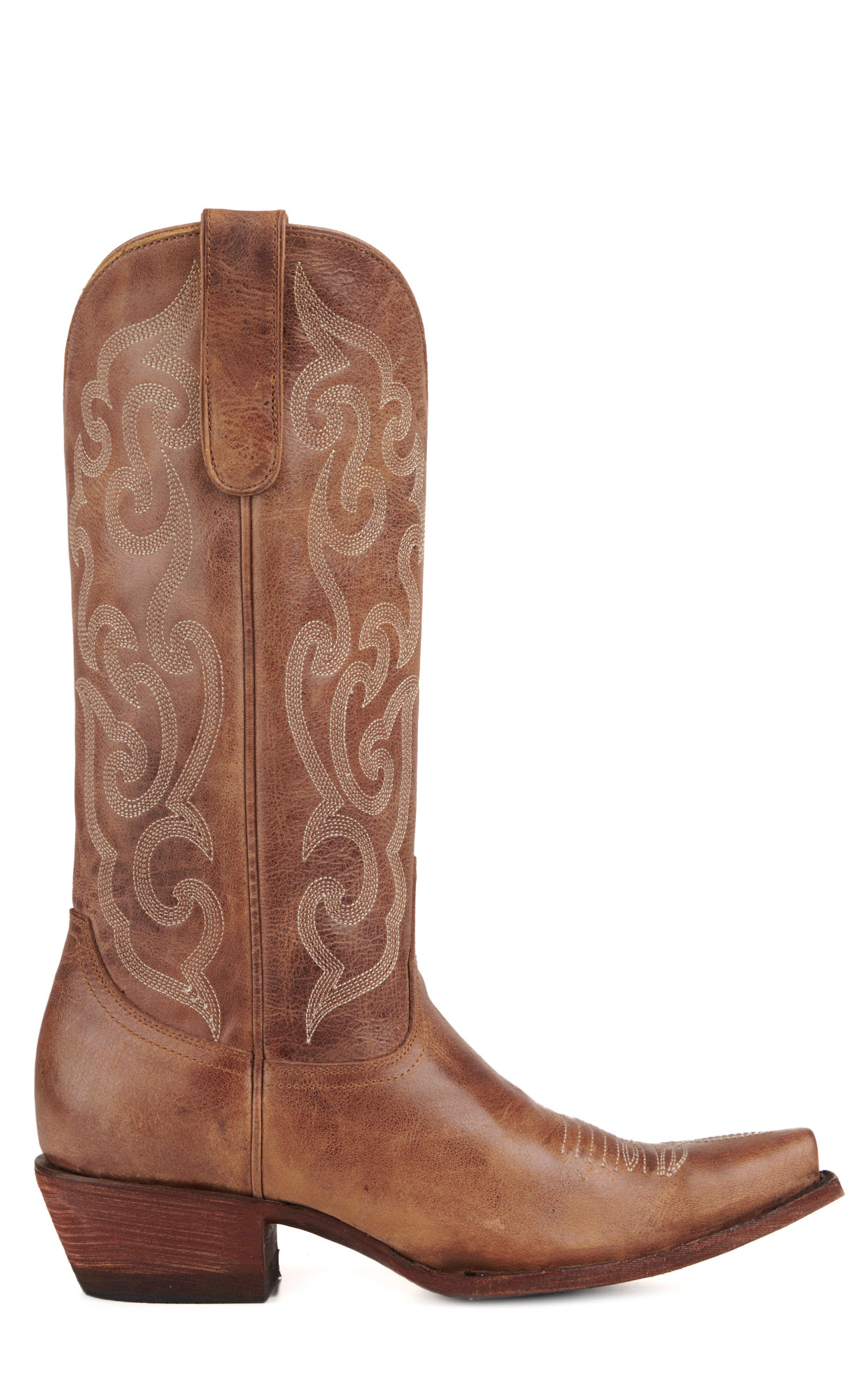 Cavender’s Women’s Antique Leather Taupe with Tonal Embroidery Snip Toe Cowboy Boots  - Image 1