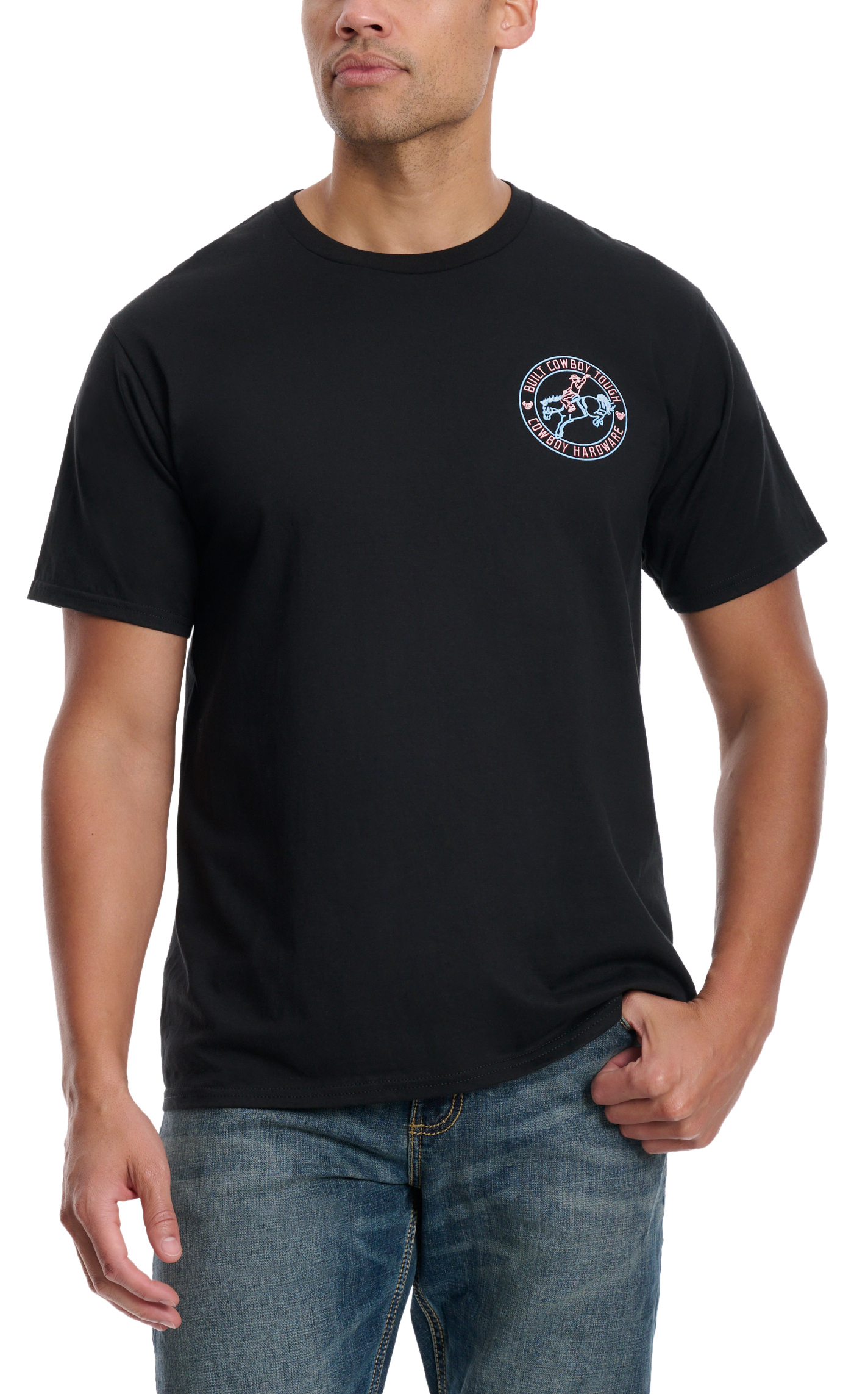 Cowboy Hardware Men's Black & Colorful Neon Logo Graphic T-Shirt - Image 2