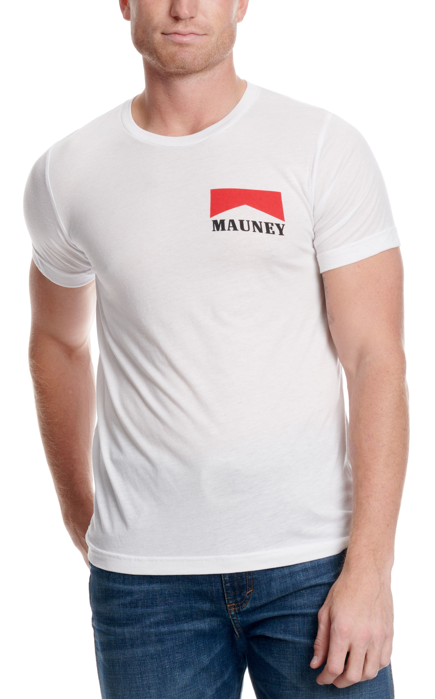 Rodeo Time Dale Brisby Men's White & Red Mauney Logo T-Shirt - Image 1