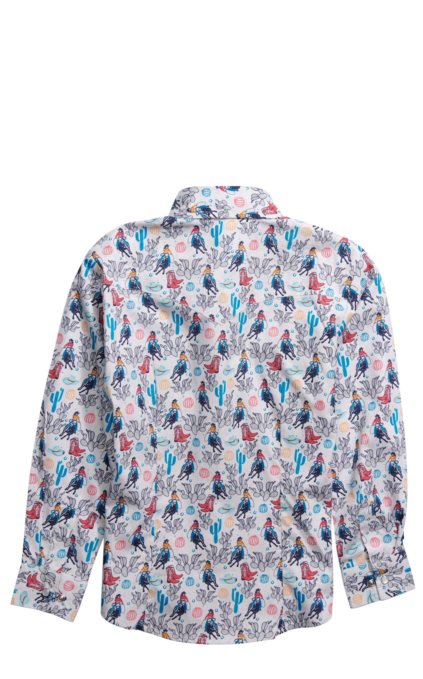 Rockin C Girl's White Classic Horse & Cactus Western Print Top - Image 1