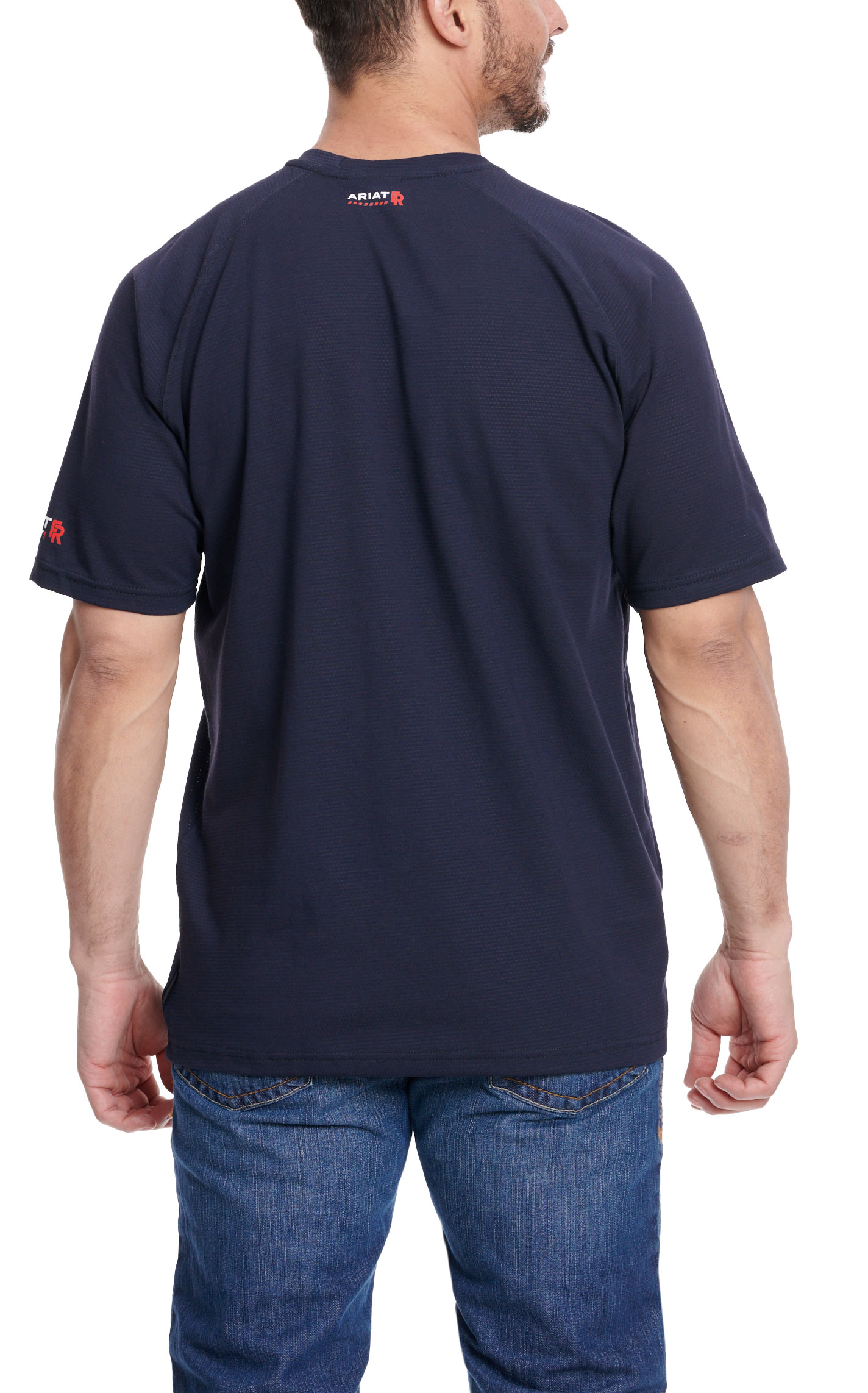 Ariat Men's FR Navy Base-Layer Short Sleeve Work T-Shirt - Image 1