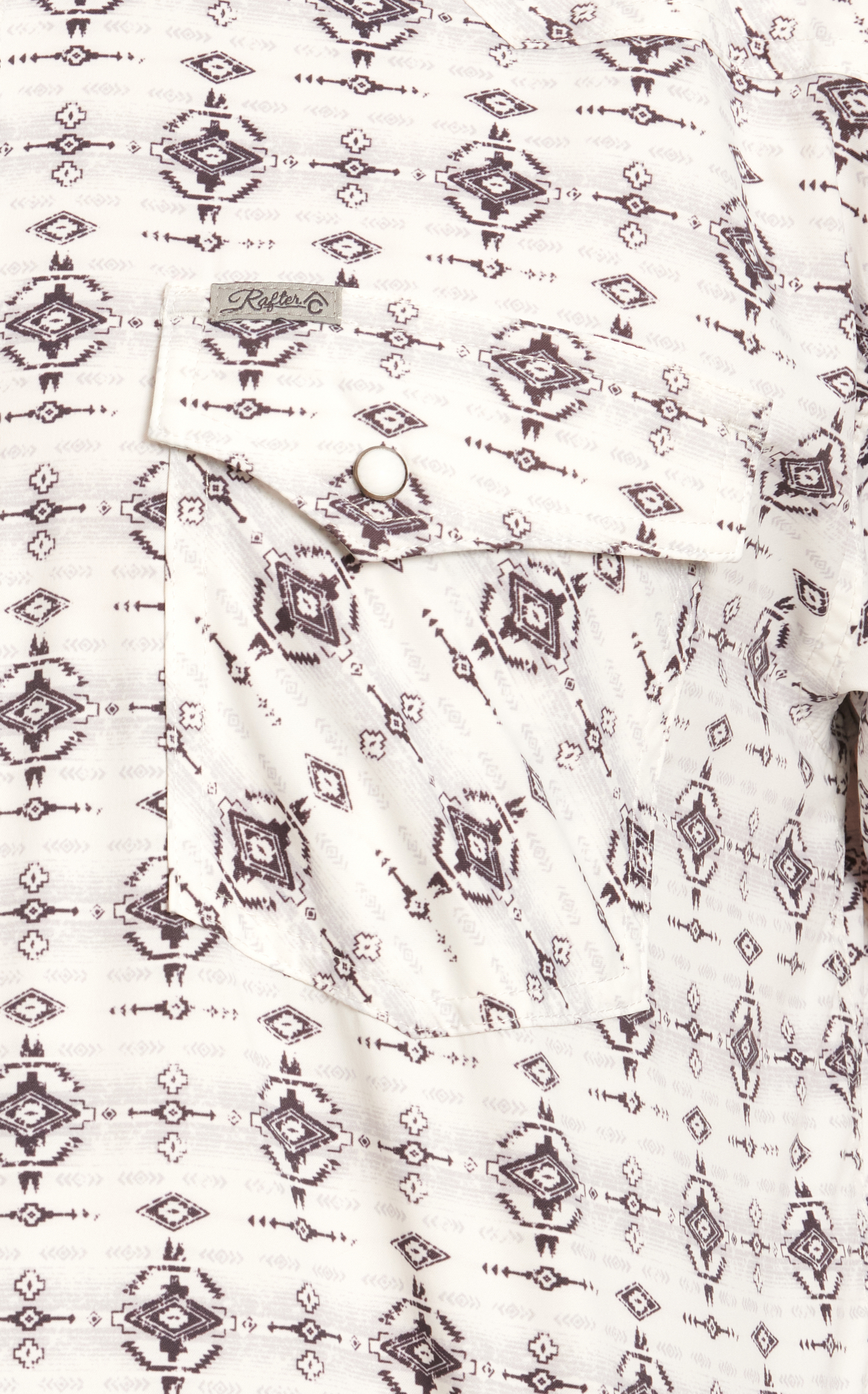 Rafter C Outdoors Men's White Black & Pale Gray Aztec Print Long Sleeve Fishing Shirt - Image 1