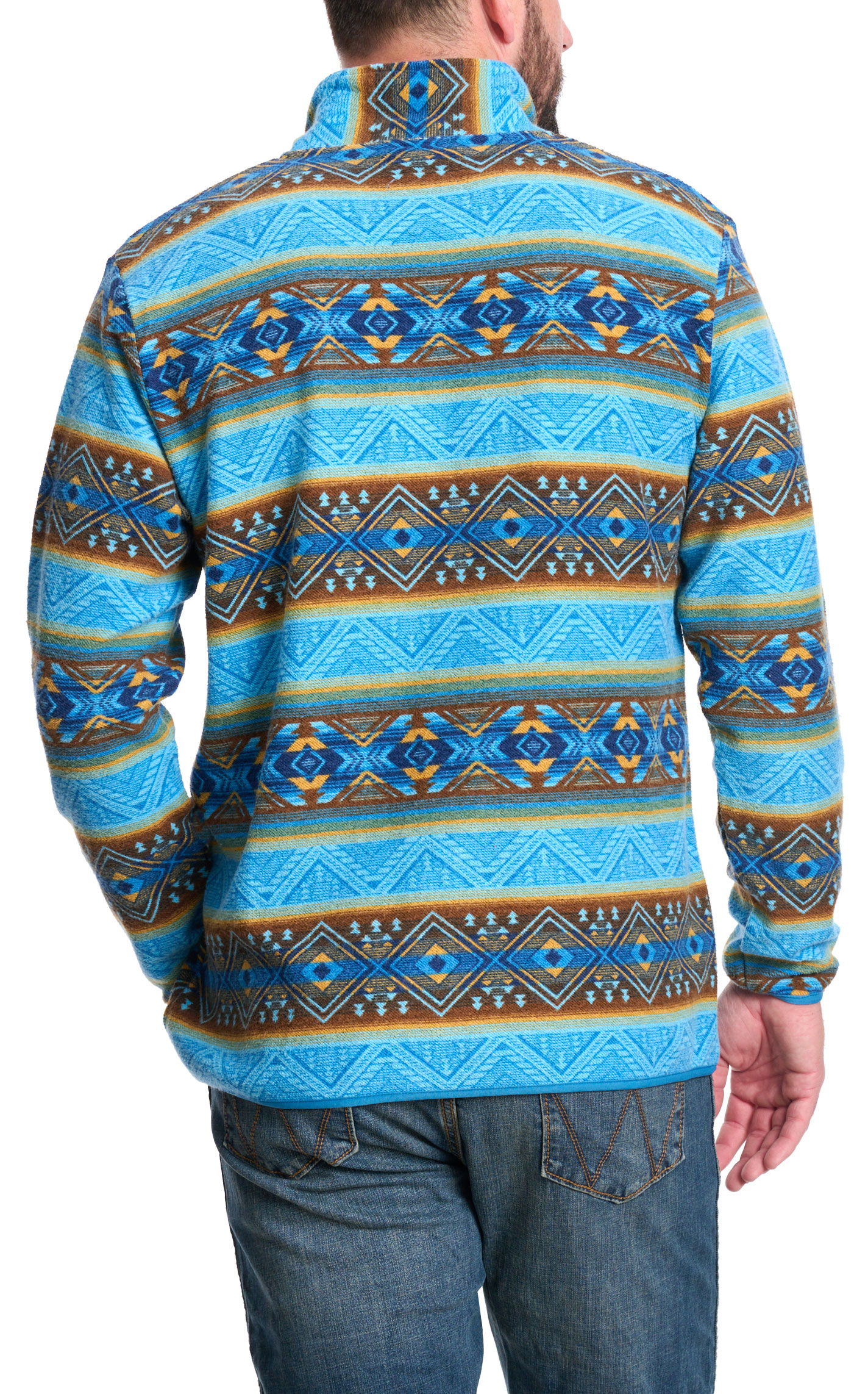 Rafter C Men's Red Dirt Collection Turquoise Aztec 1/4 Zip Pullover - Image 1