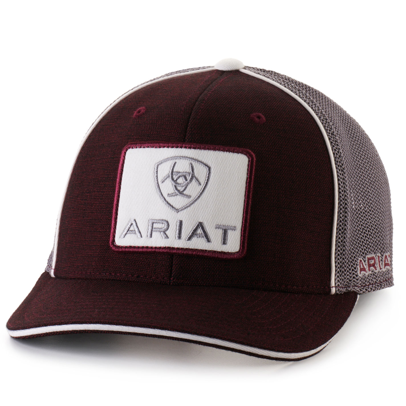 Ariat Men's Burgundy with Cream Embroidered Ariat Patch Cap - Image 1