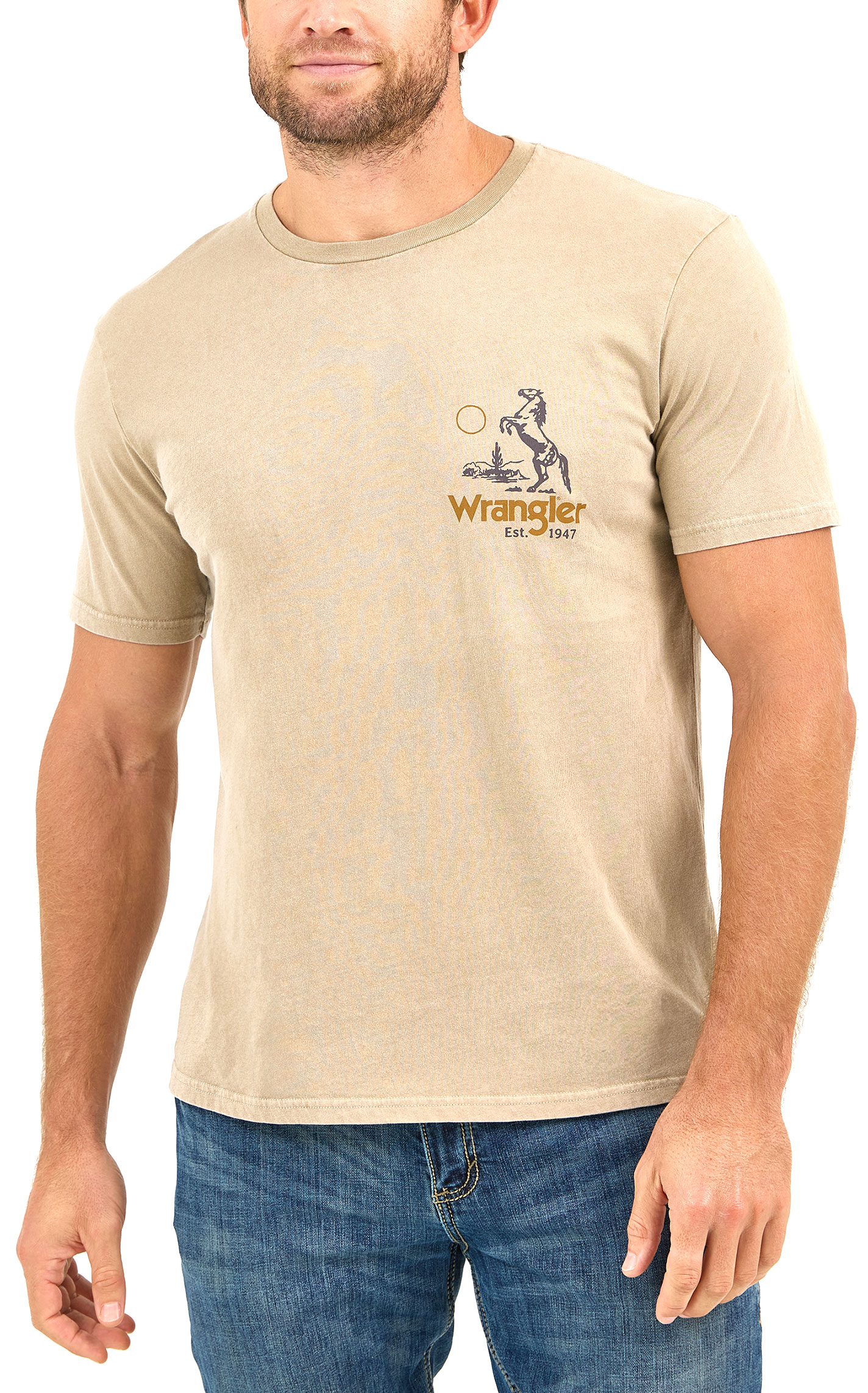 Wrangler Men’s Khaki “Long Live Cowboys” Graphic T-Shirt  - Image 1