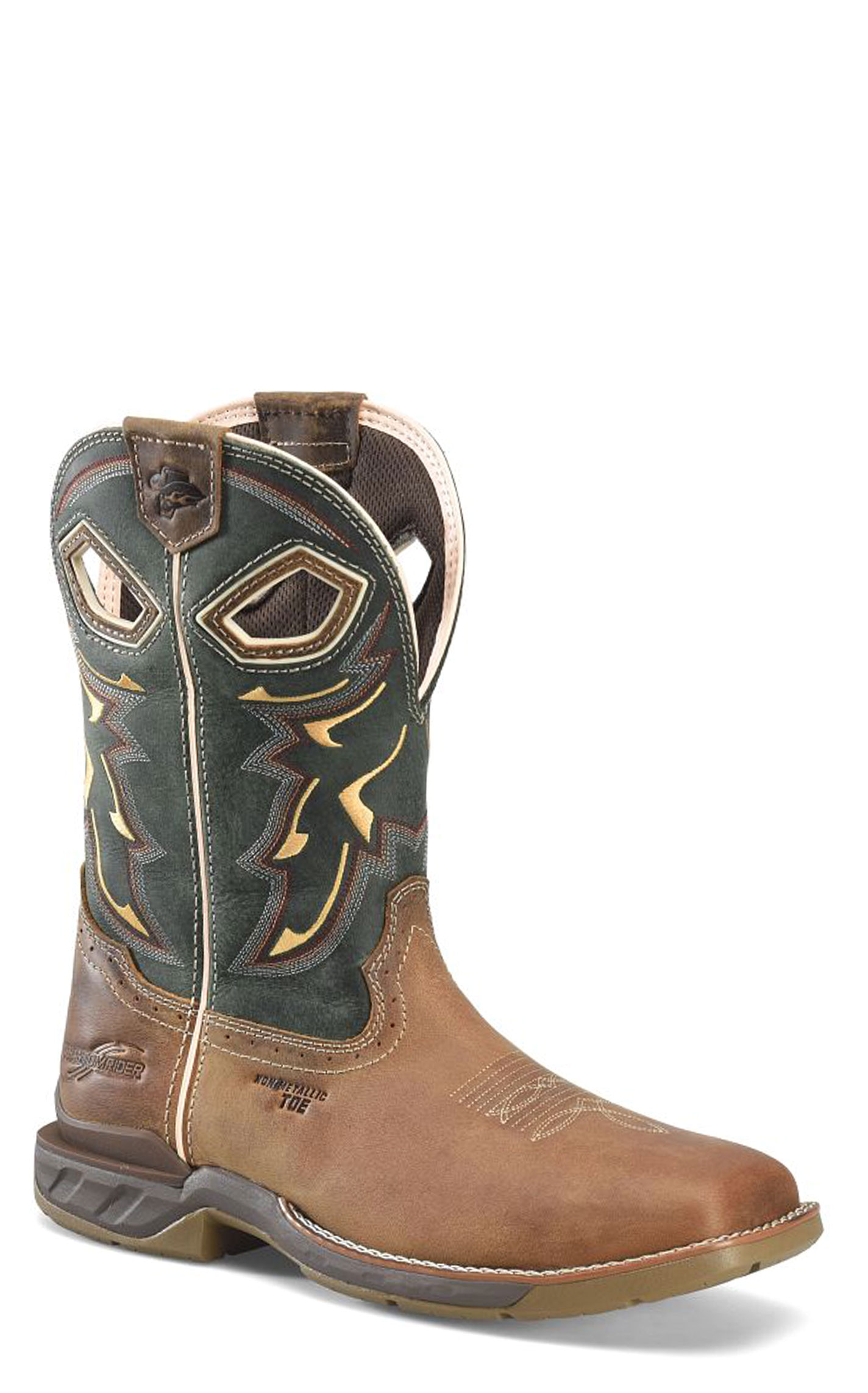 Double H Men's Tan and Evergreen Leather Square Composite Toe Work Boot - Image 1