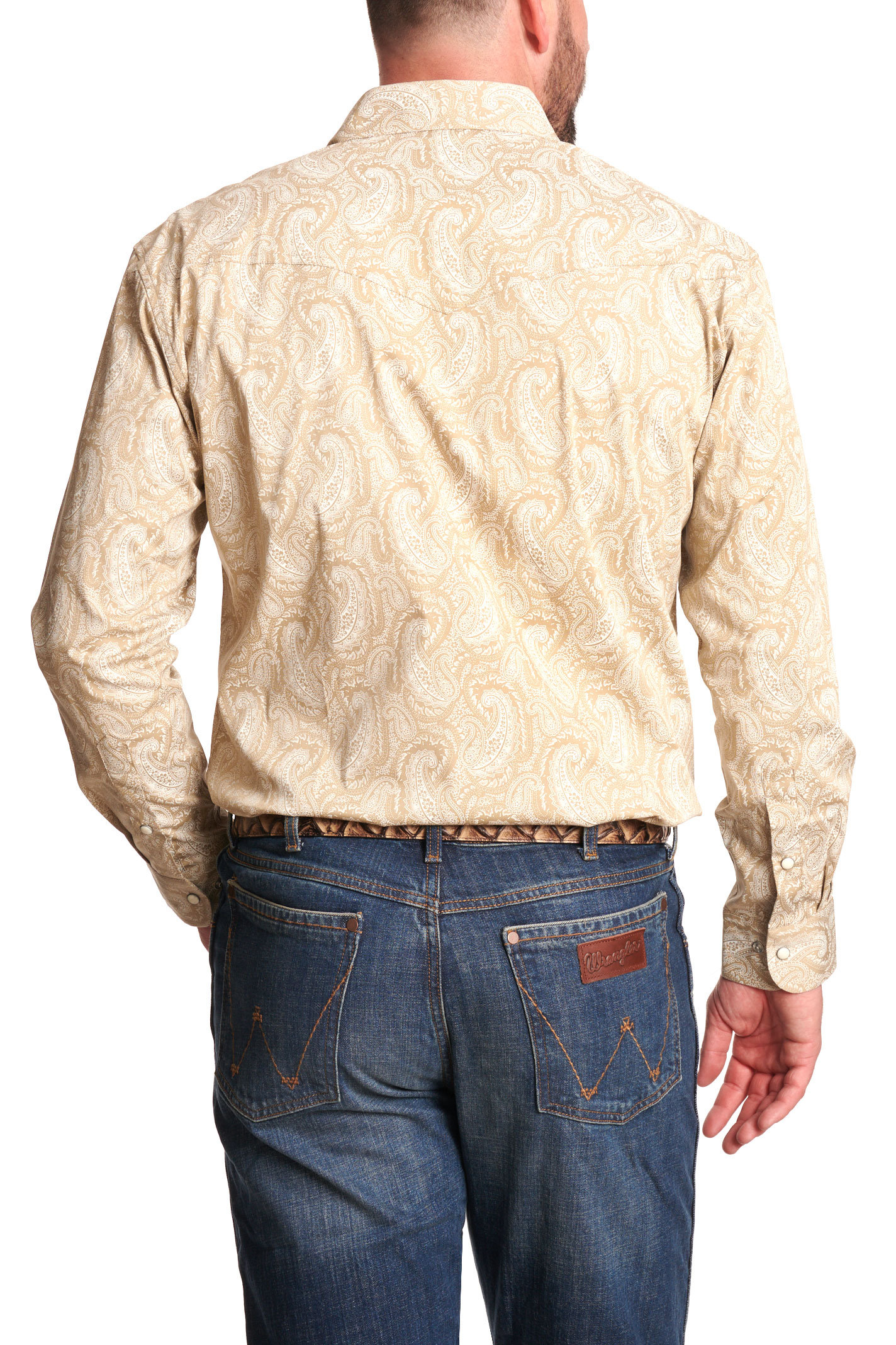 Rafter C Men's Tan Paisley Print Western Shirt - Image 2