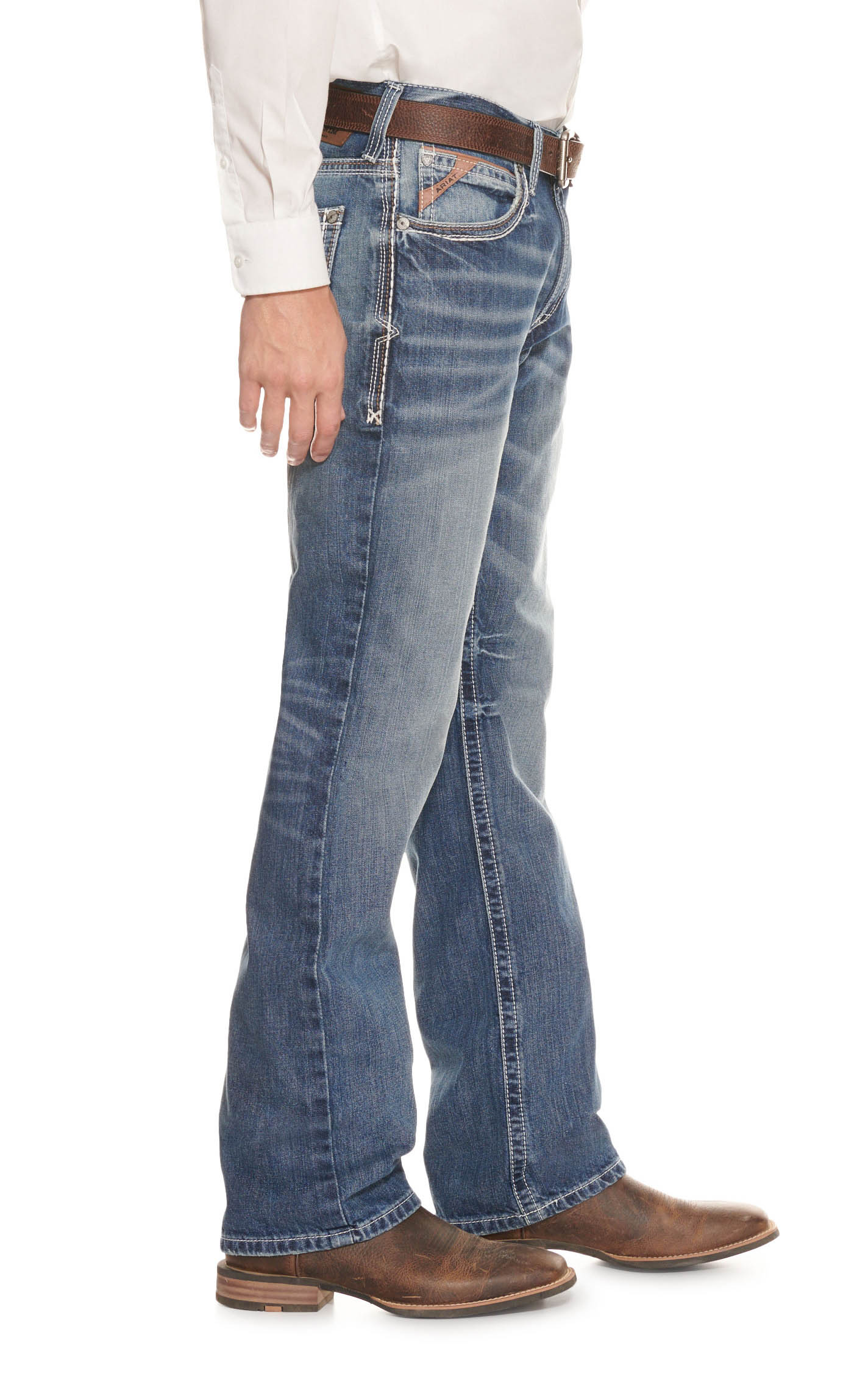 Ariat Men's M4 Low Rise Coltrane Durango Medium Wash Boot Cut Jeans - Image 1