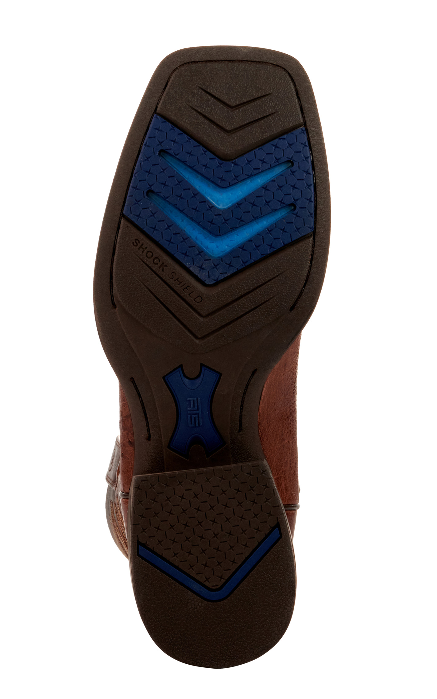 Ariat Men's Reckoning Nut Brown and Dark Tabac Smooth Quill Ostrich Shock Shield Wide Square Toe Exotic Cowboy Boot - Image 1
