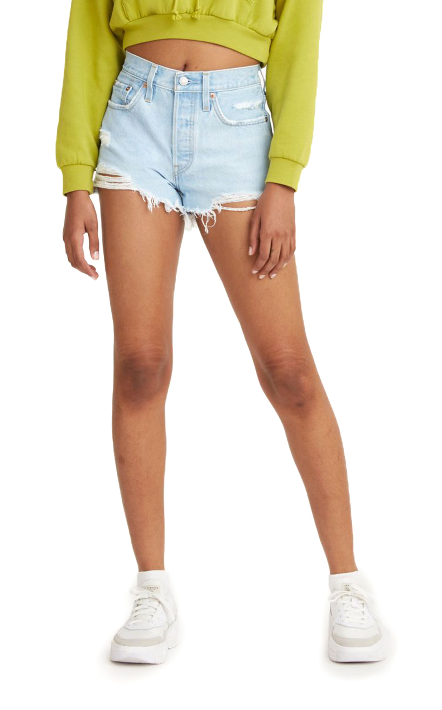 Levi's 501 Women's Light Wash Original Fit Distressed Shorts - Image 1