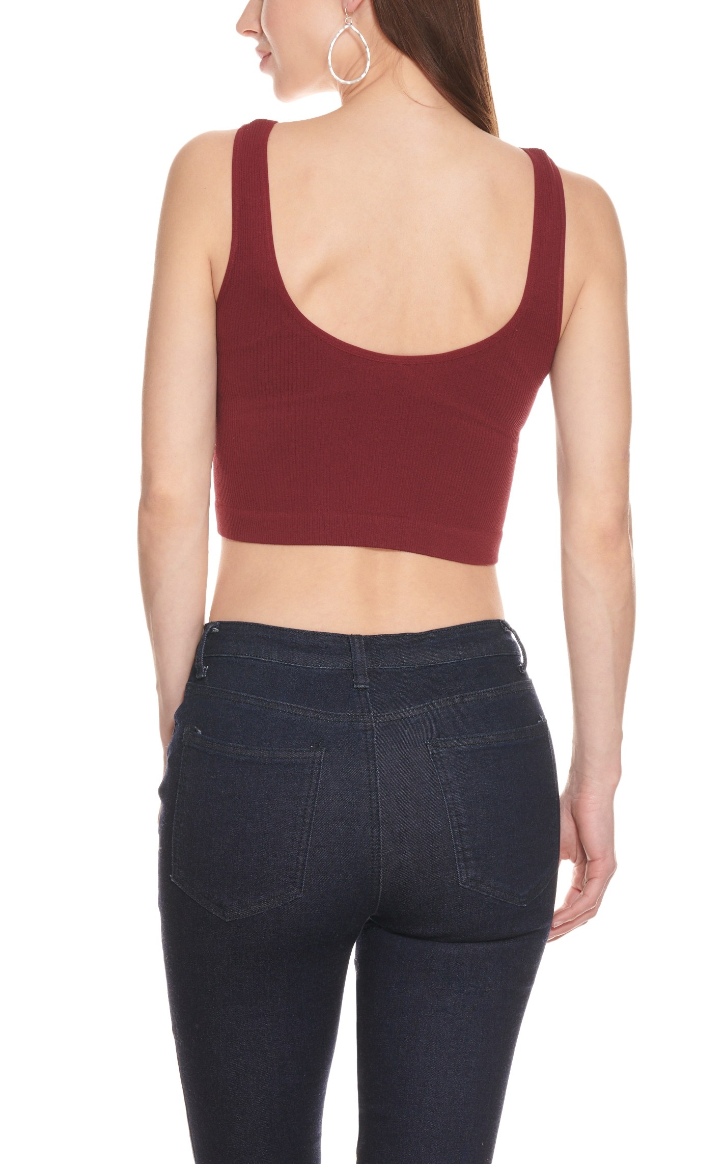 Suzette Collection Women's Burgundy Ribbed Notch Neck Tank - Image 1