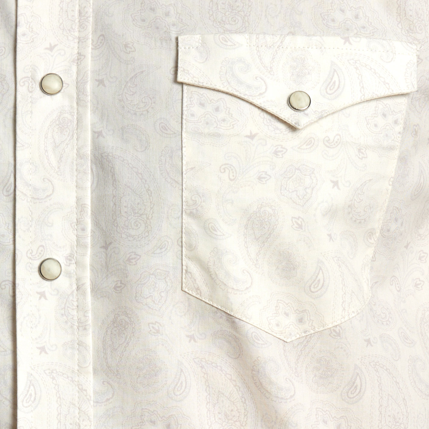 Panhandle Men’s White and Khaki Paisley Western Shirt - Image 1