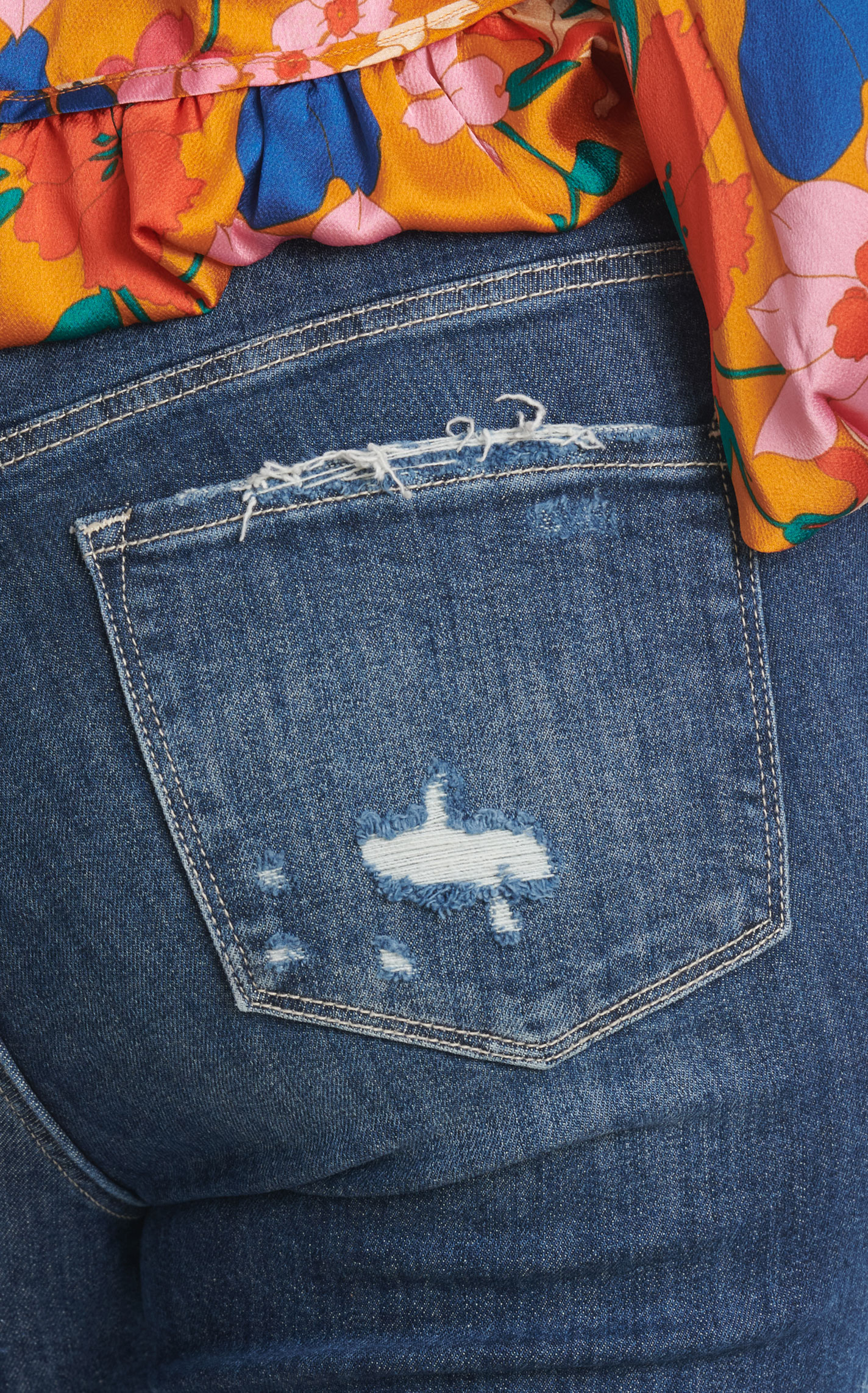 Lovervet by Vervet Women's Dark Wash Distressed Flare Jeans - Plus Sizes - Image 1