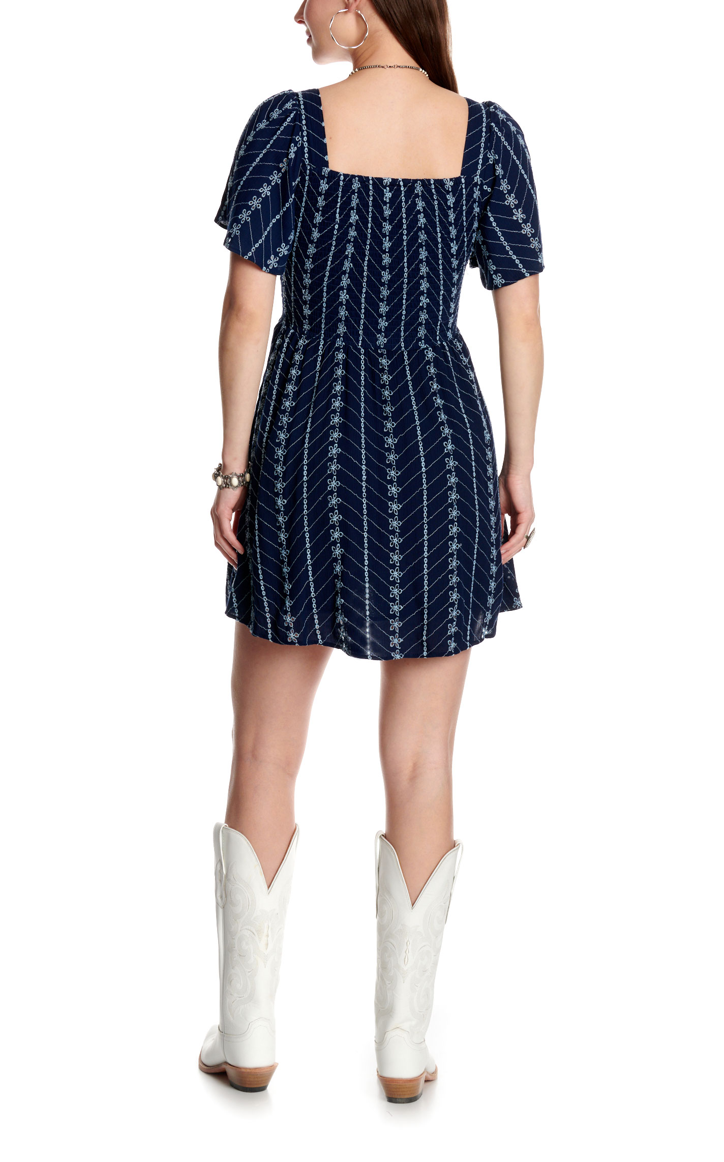 Angie Women's Navy Embroidered Dress - Image 1