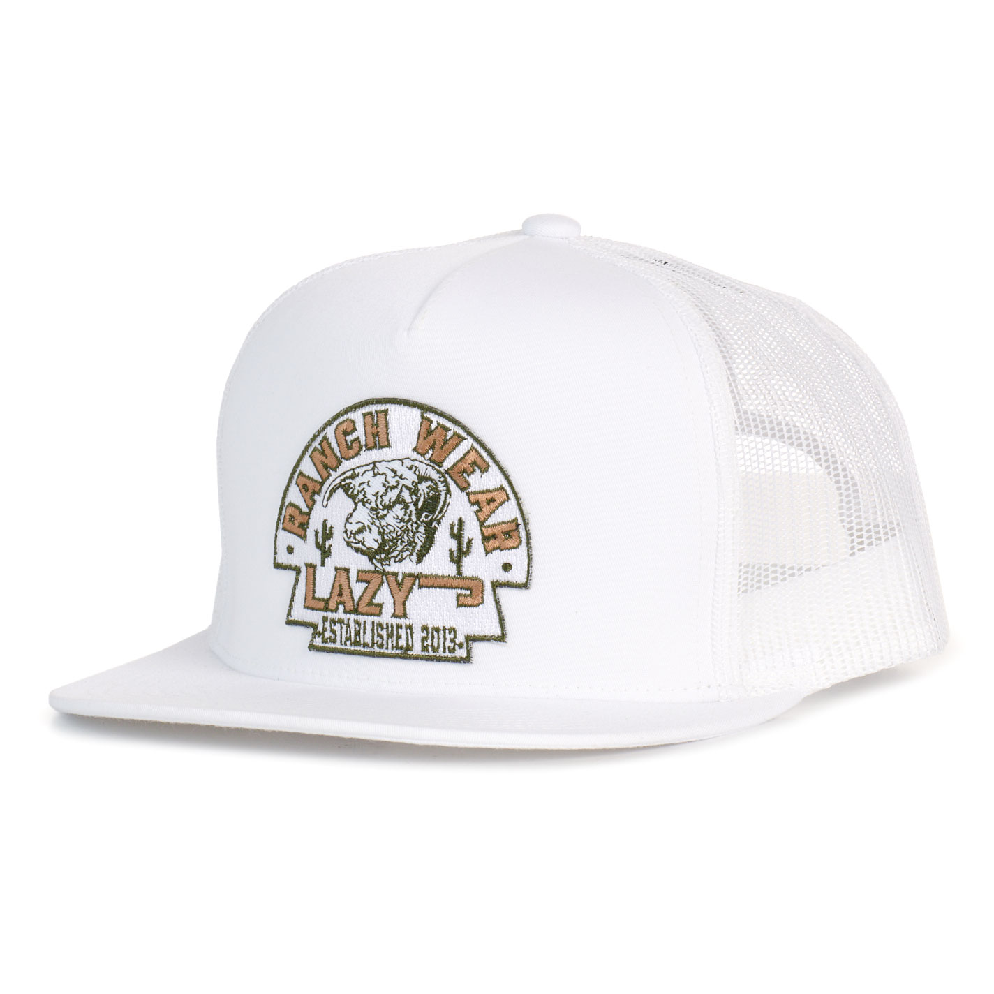 Lazy J Ranch Wear White Arrowhead Flat Bill Cap - Image 1