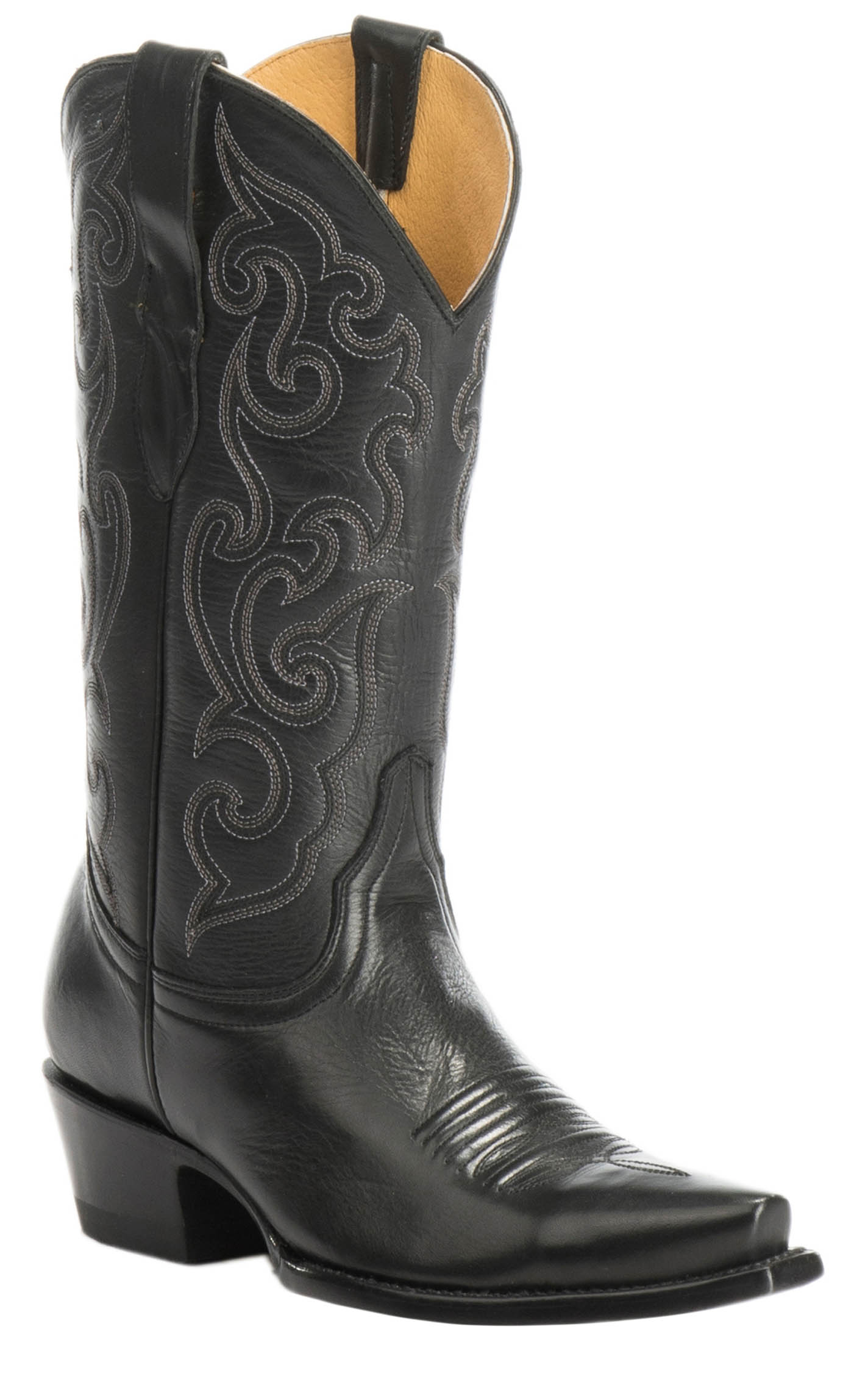 Cavender’s Women’s Black Ranchero Leather Snip Toe Cowboy Boots - Image 1
