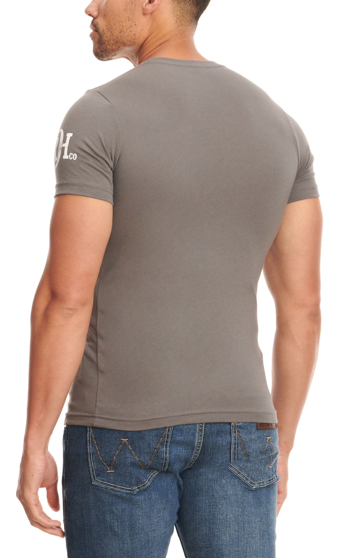 Red Dirt Hat Co. Men's Bad Bronc Gray Rock & Roll Buffalo Logo Graphic Short Sleeve T-Shirt - Image 1