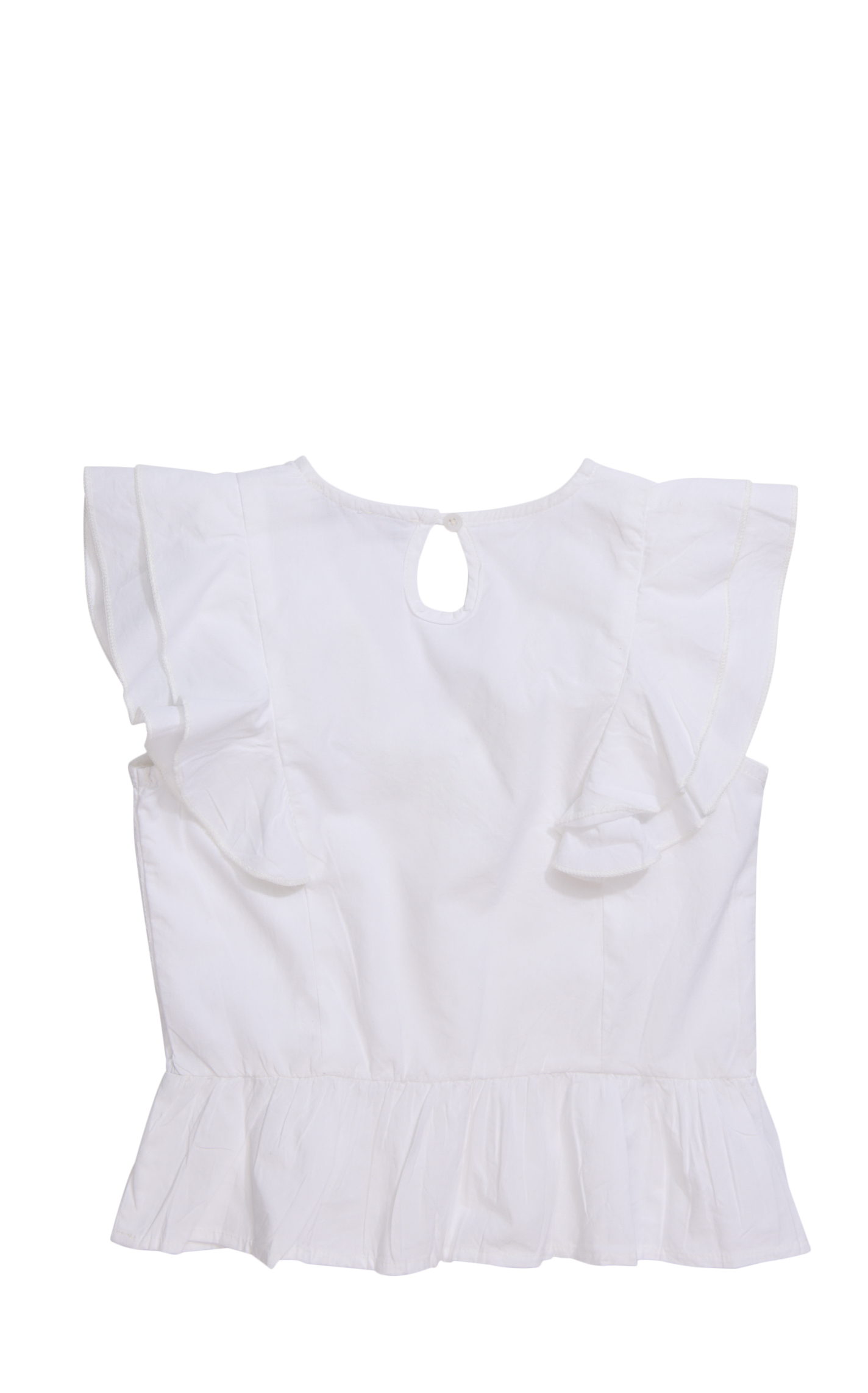 Montana Co Girl's White Ruffle Sleeve V-Neck Top - Image 1