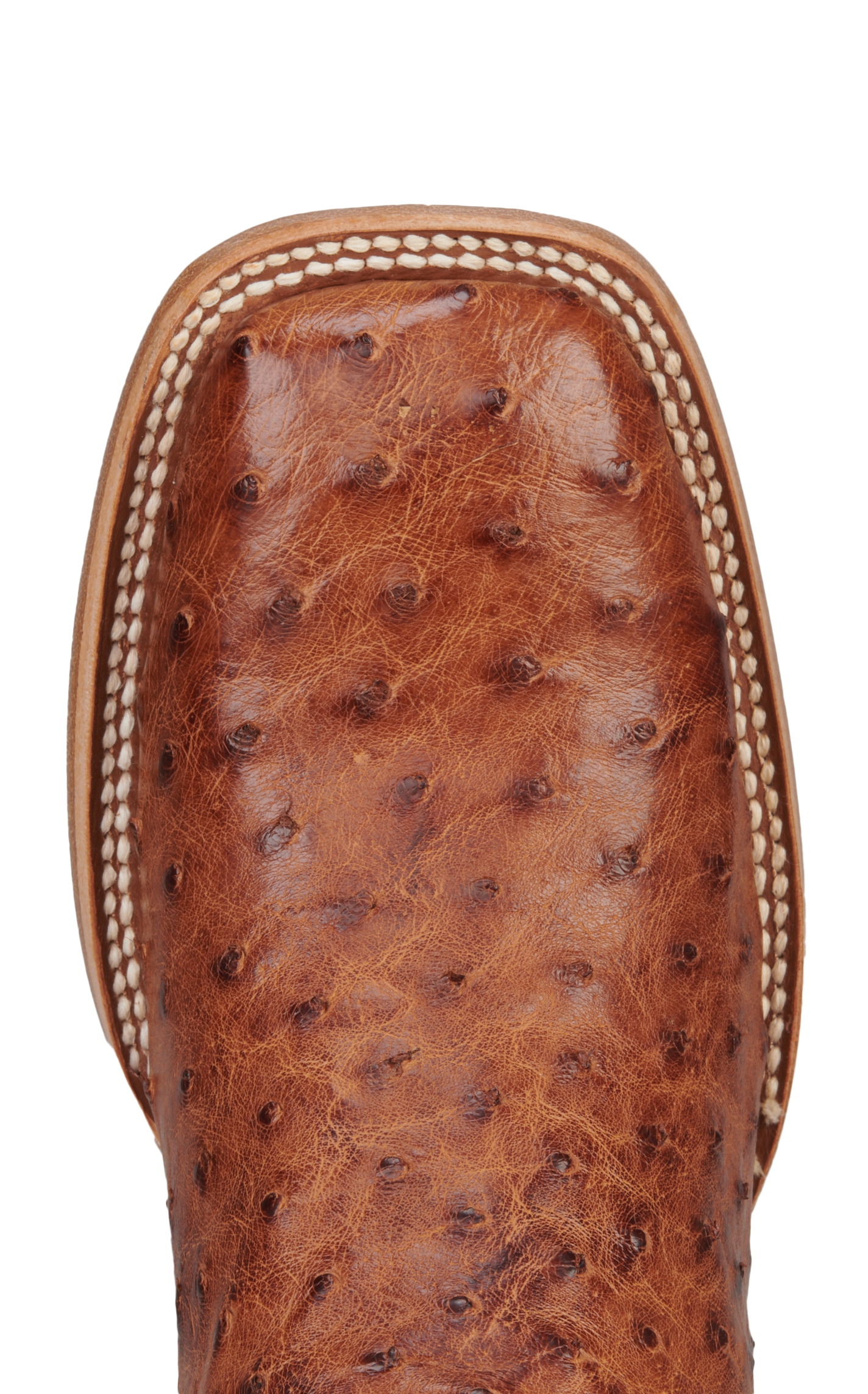 Cavender’s Women’s Honey Goat Leather and Cognac Full Quill Ostrich Exotic Wide Square Toe Cowboy Boots - Image 1