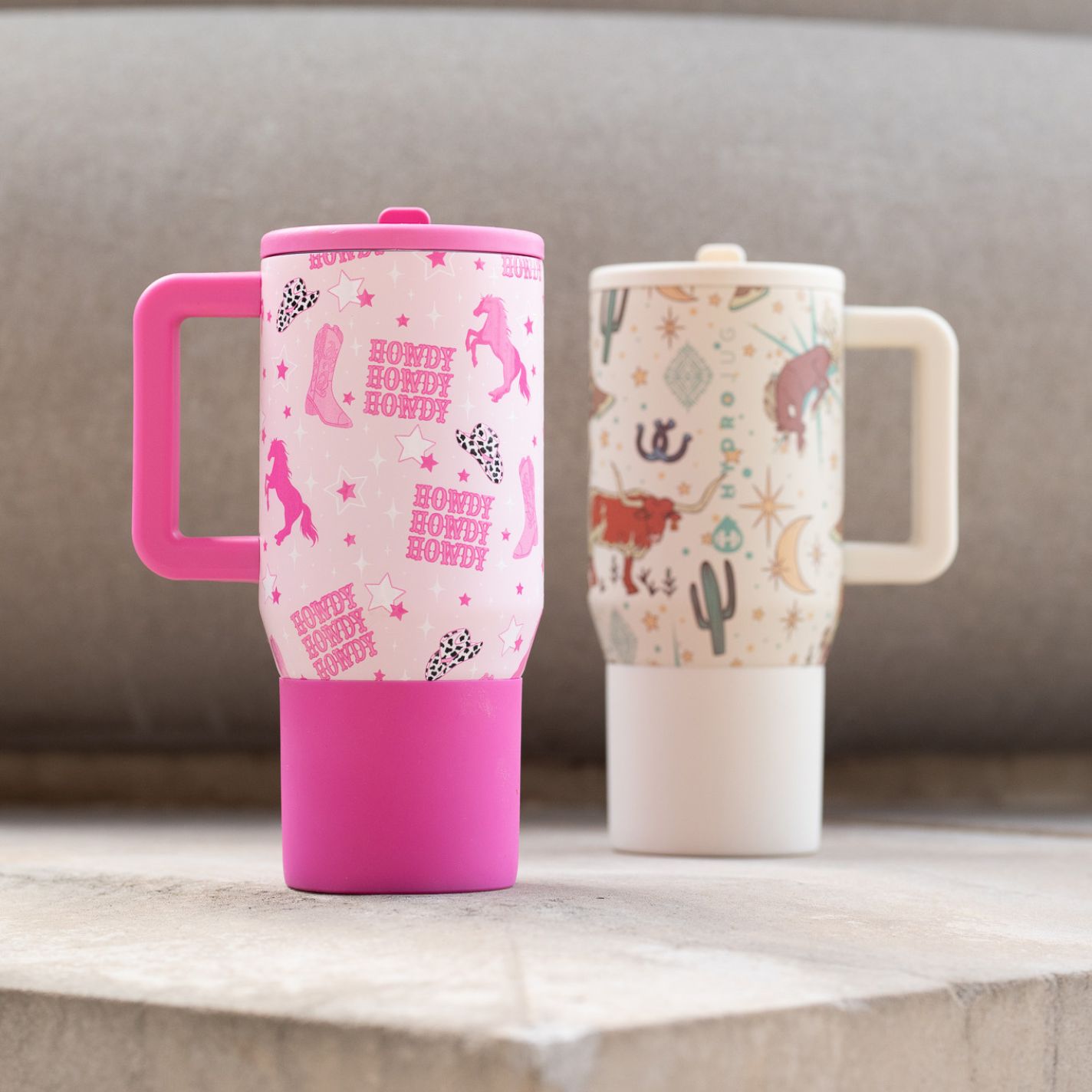HydroJug Hot Pink Cowgirl 20 oz Traveler Insulated Mug - Image 1