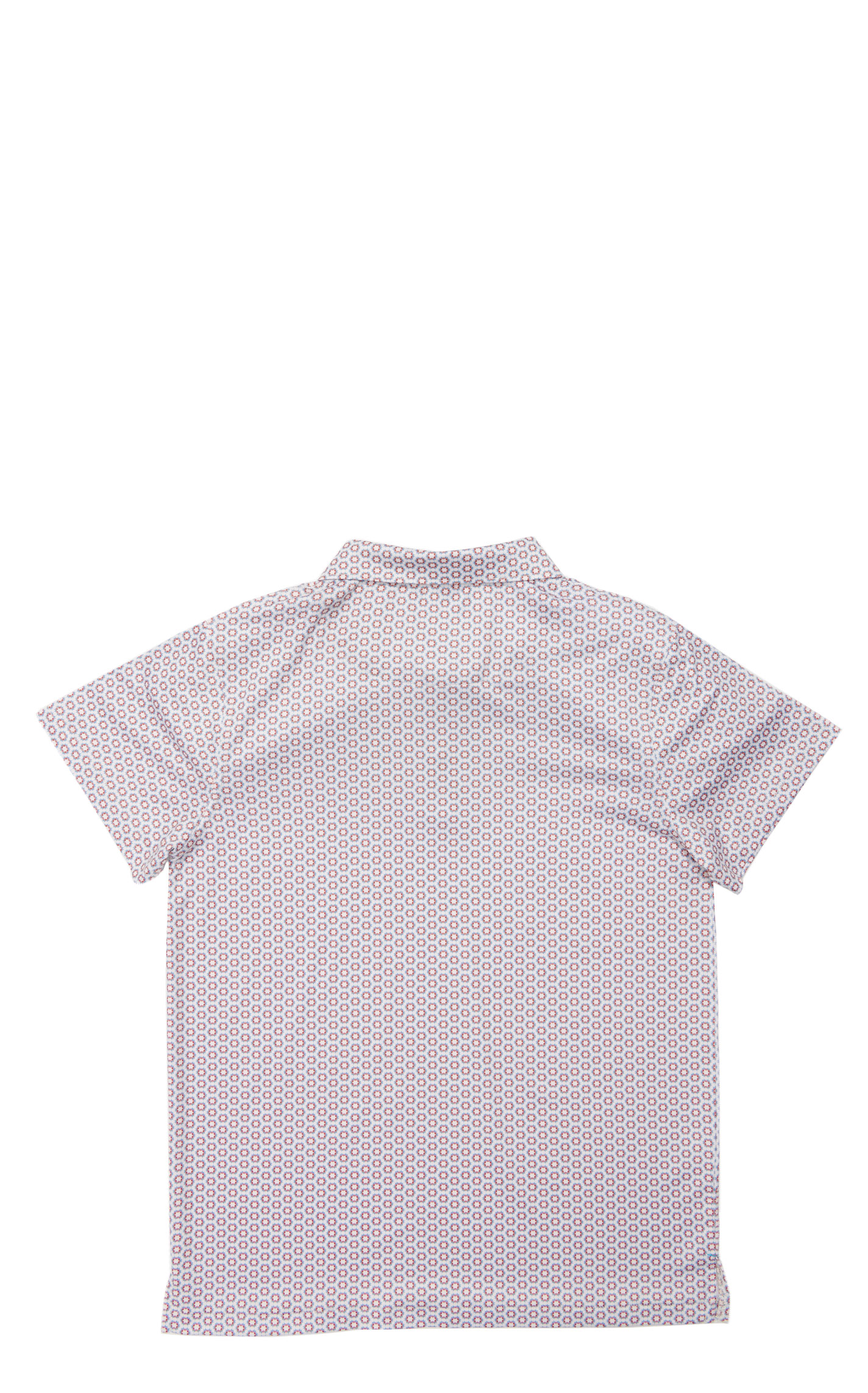 Rafter C Boy's White & Orange Geo Print Polo Shirt - Image 1