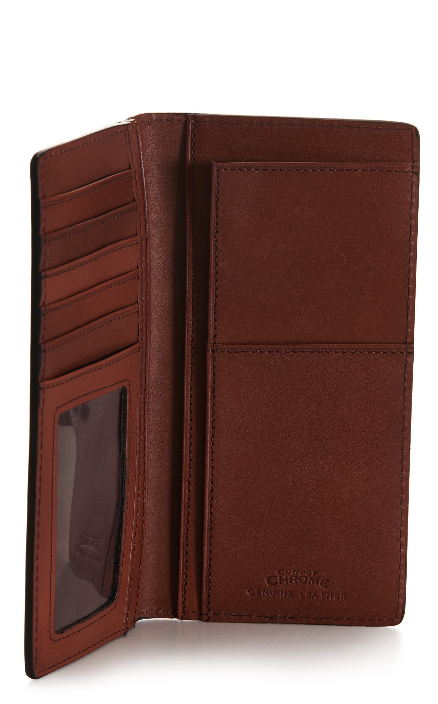Cowboy Chrome Men's Dark Brown Basketweave with Cross Concho Rodeo Wallet - Image 1