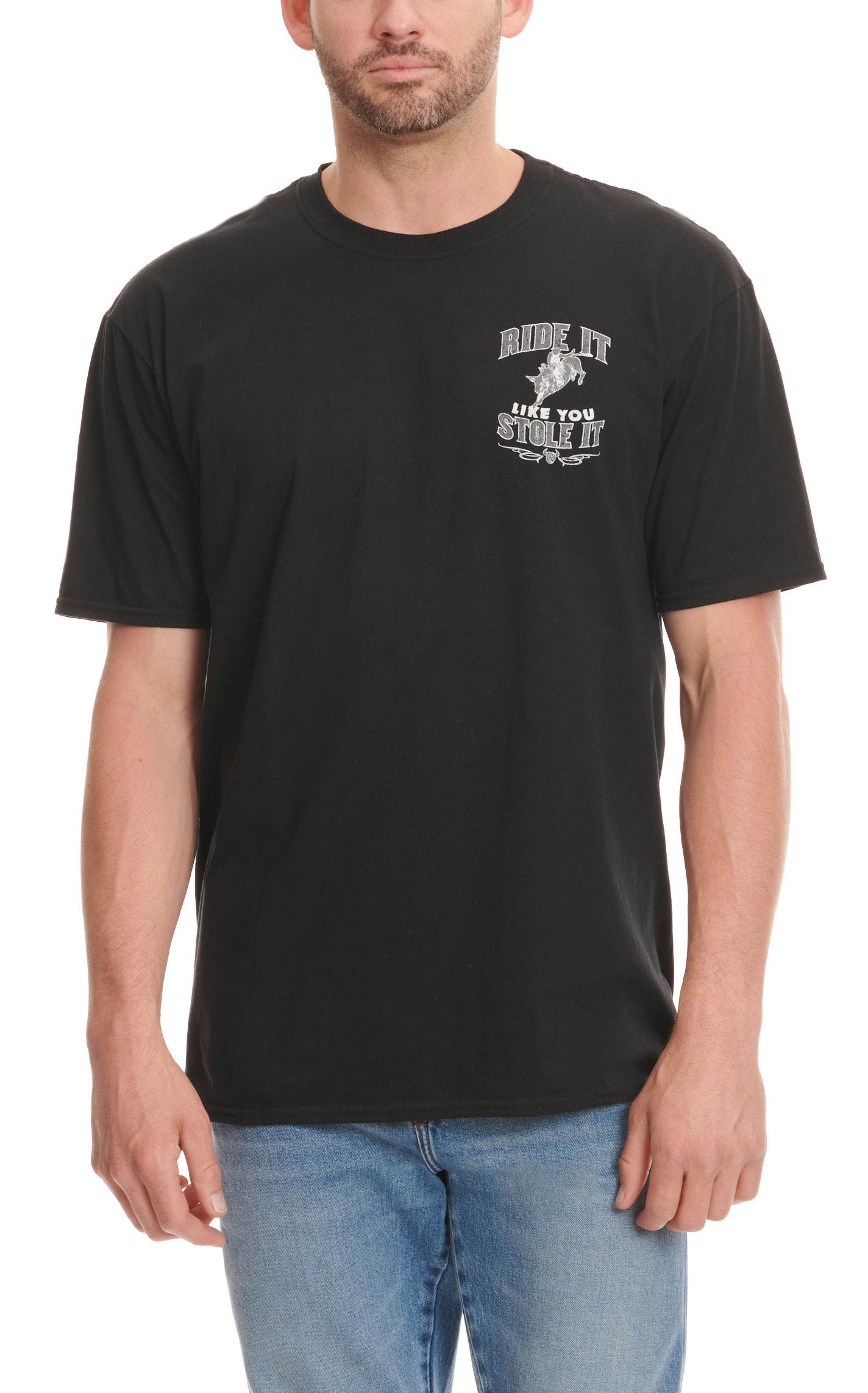 Cowboy Hardware Men's Black Ride It Logo Graphic T-Shirt - Image 1