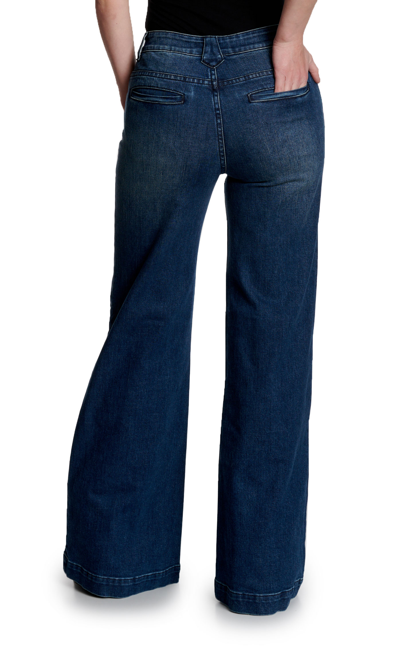 Stetson Women's Dark Wash Welt Pocket Wide Leg Jeans - Image 1
