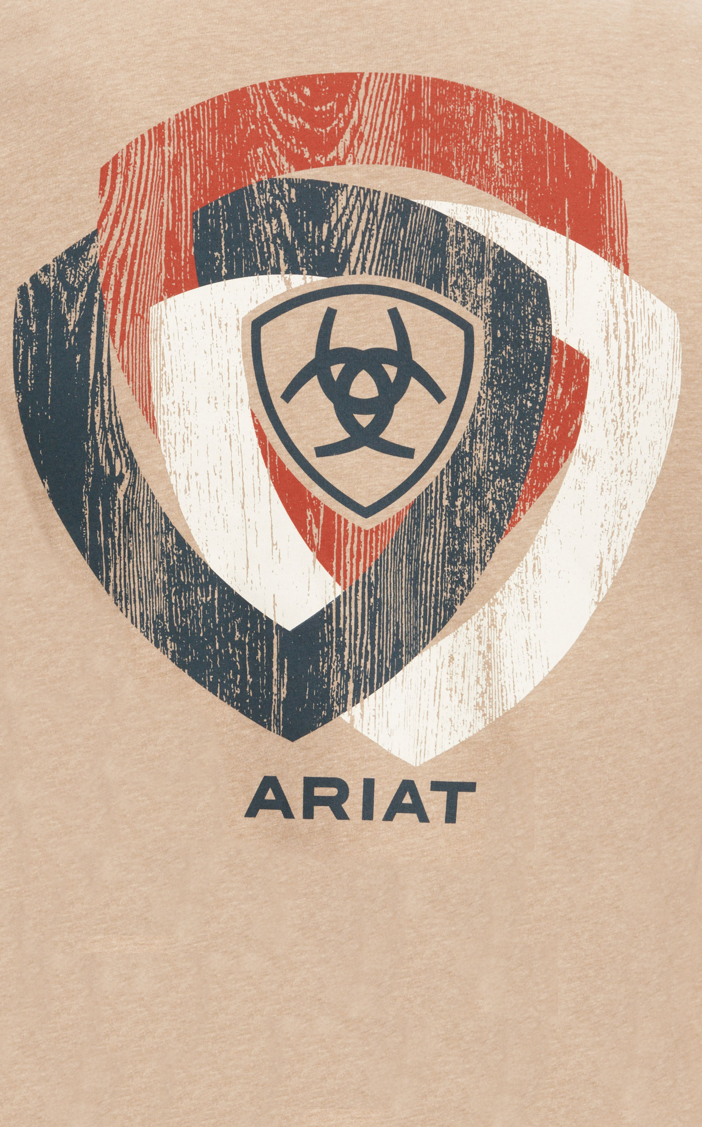Ariat Men's Brown Sugar Oatmeal & Wooden Shield Logo Graphic Short Sleeve T-Shirt - Image 1