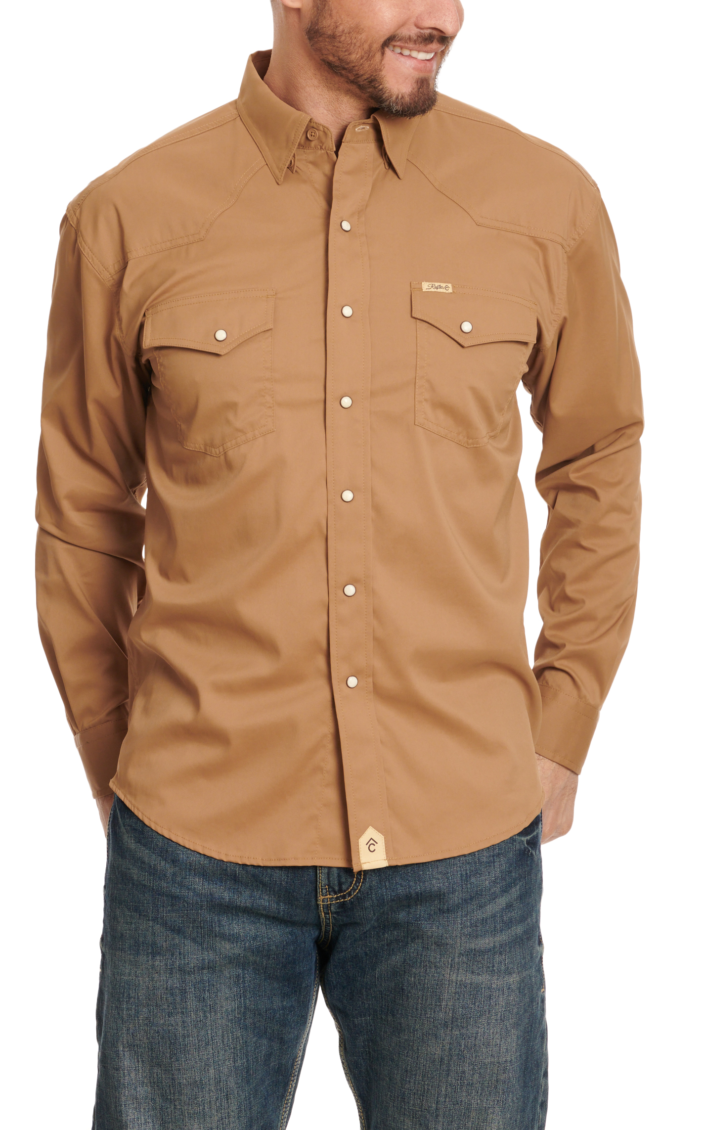 Rafter C Outdoors Men's Caramel Long Sleeve Lefty Fishing Shirt - Image 1