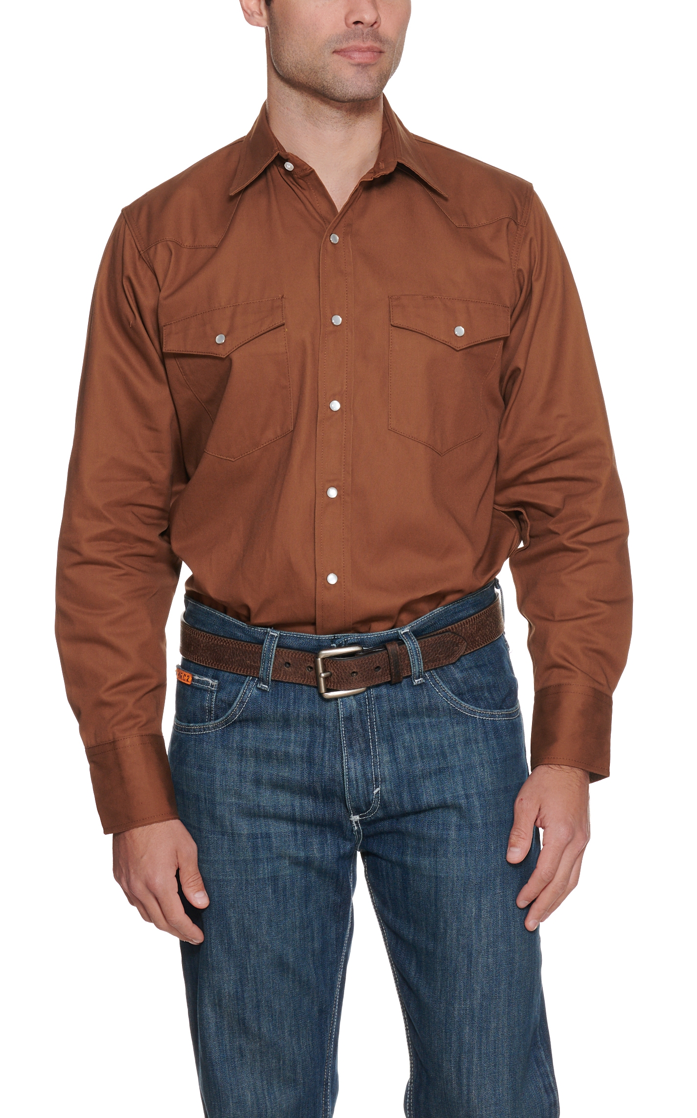 Cowboy Workwear  Clay Brown Long Sleeve Work Shirt - Image 1