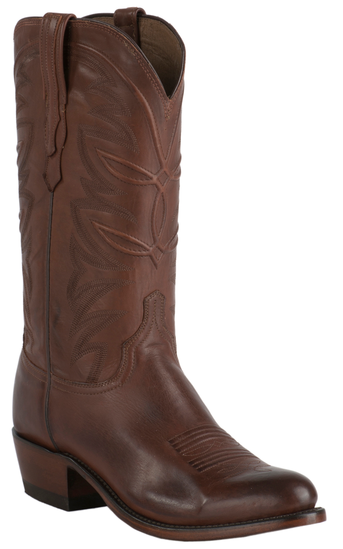 Lucchese Men's 1883 Tan Burnished Ranch Hand Goat R-Toe Western Boot - Image 1