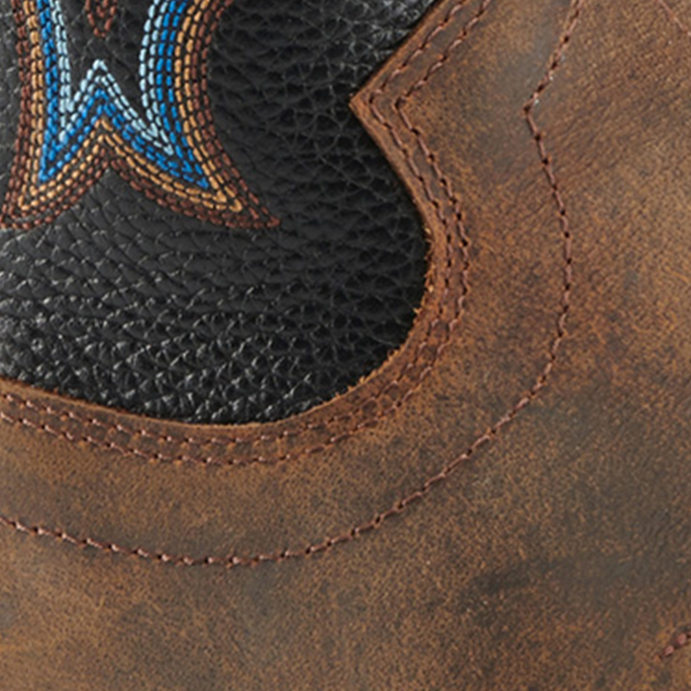 R. Watson Men's Distressed Coffee and Midnight Black Square Steel Toe Work Boots - Image 1