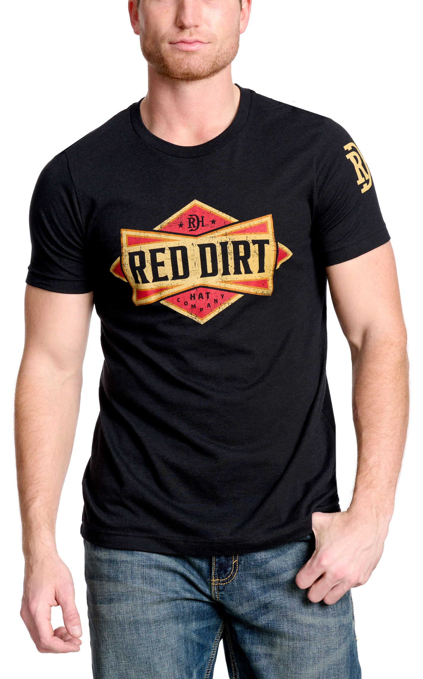 Red Dirt Hat Co. Men's Black Bowtie Logo Graphic T-Shirt - Image 1