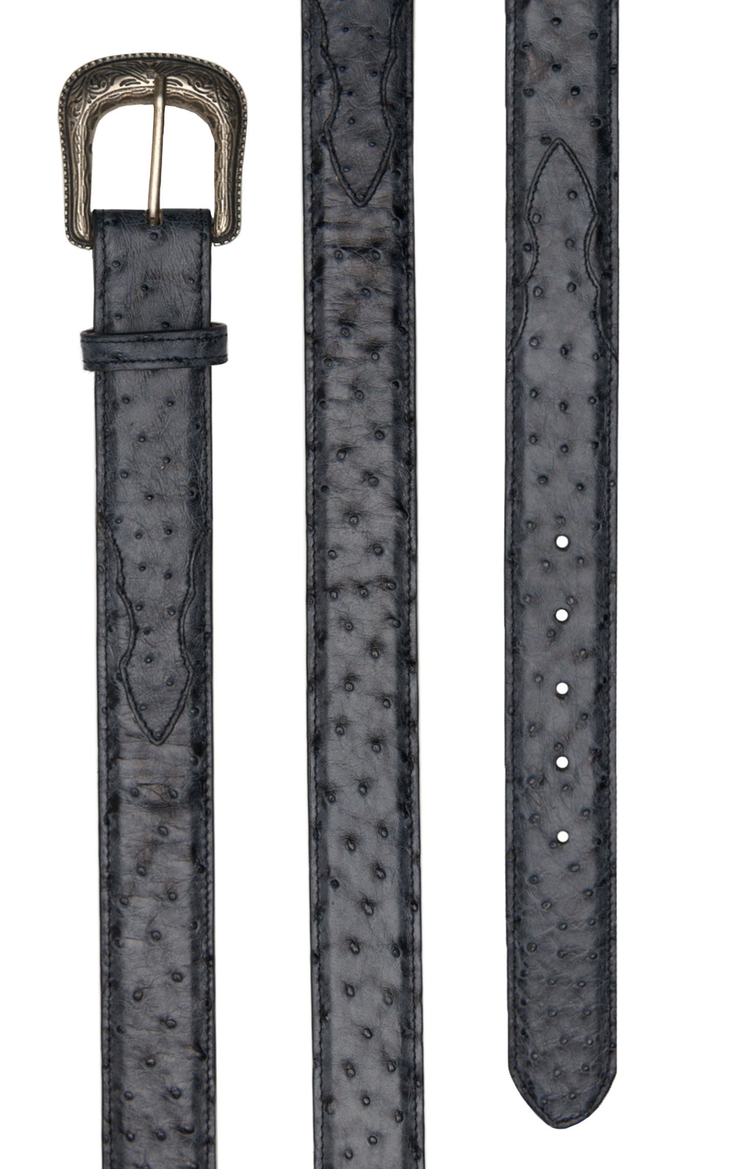 Cavender's Men's Charcoal Full Quill Ostrich Exotic Western Belt - Image 1