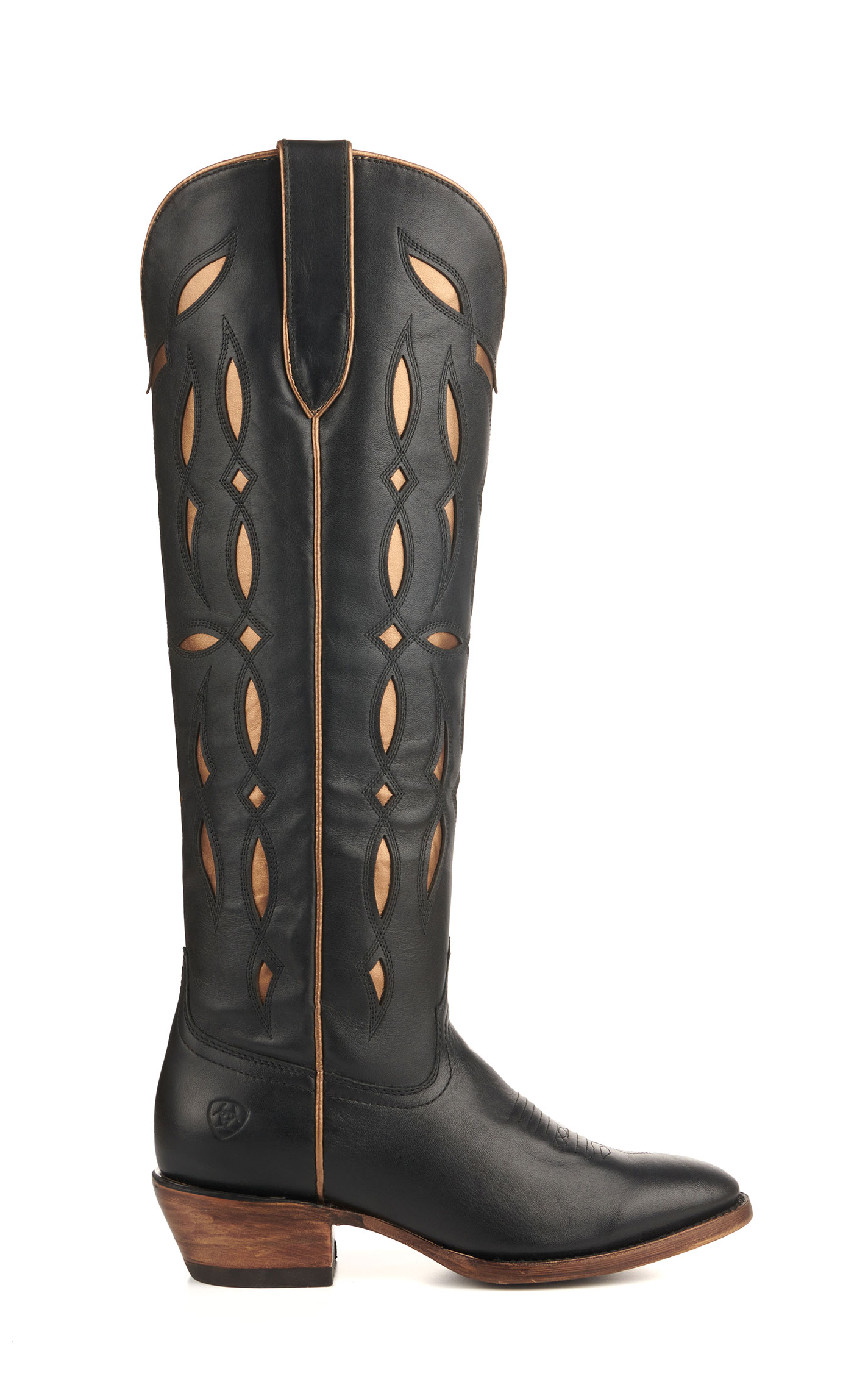 Ariat Women's Saylor Black with Gold Inlay StretchFit R-Toe Cowboy Boots - Image 1