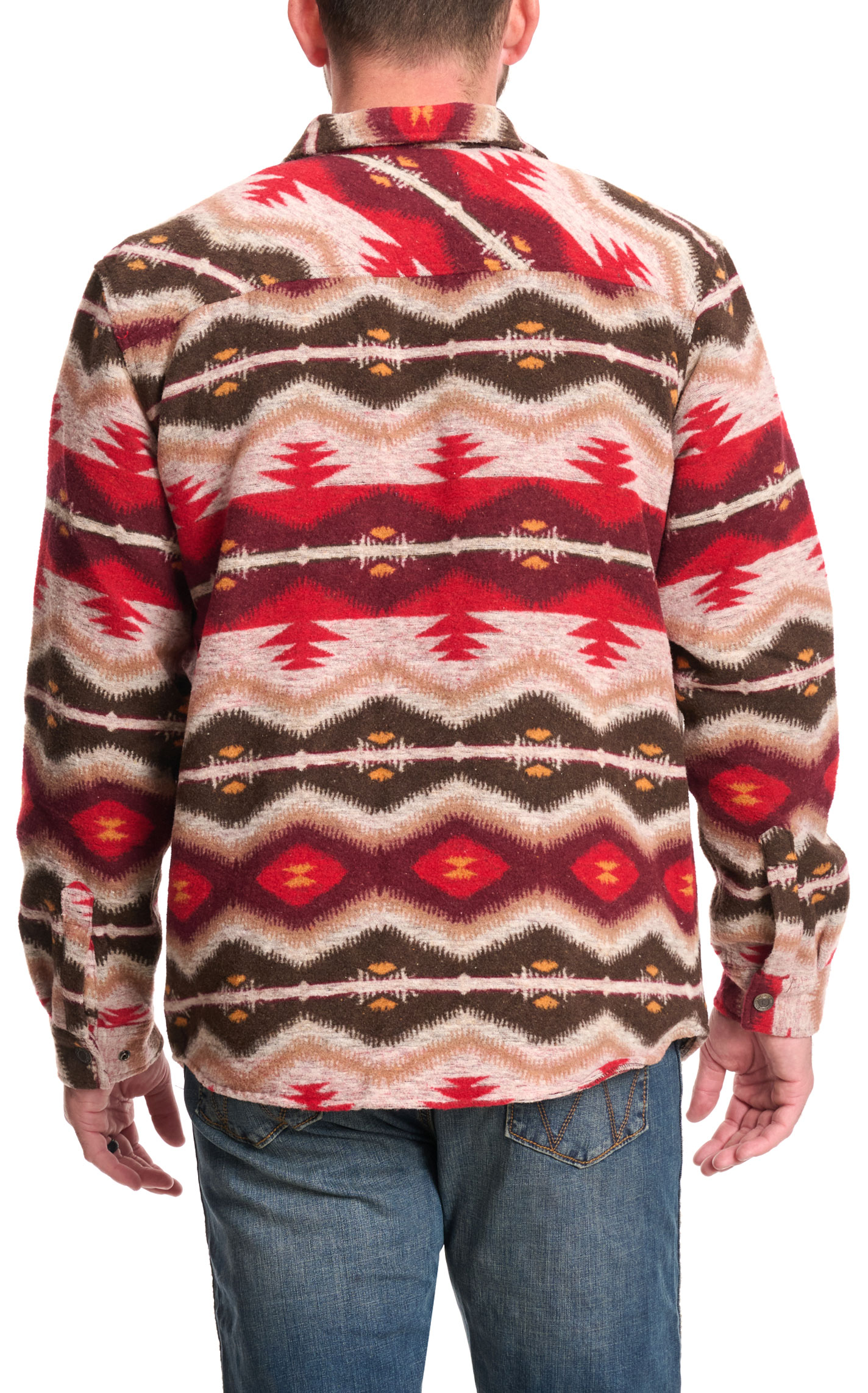 Rafter C Men's Red Dirt Collection Coffee & Crimson Aztec Shirt Jacket - Image 1