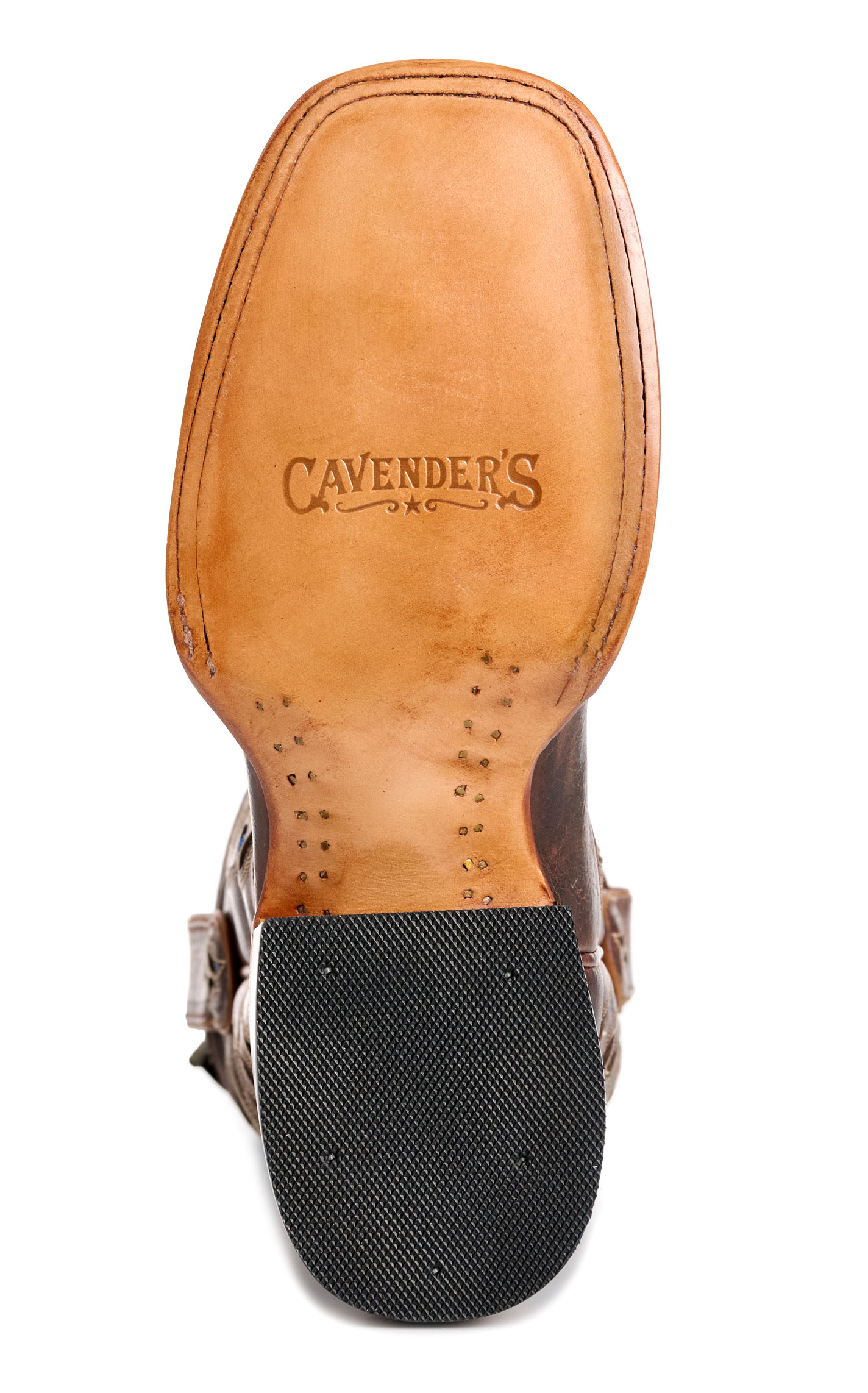 Cavender's Women's Cognac & Gold Sparkle Inlay Wide Square Toe Cowboy Boots - Image 1