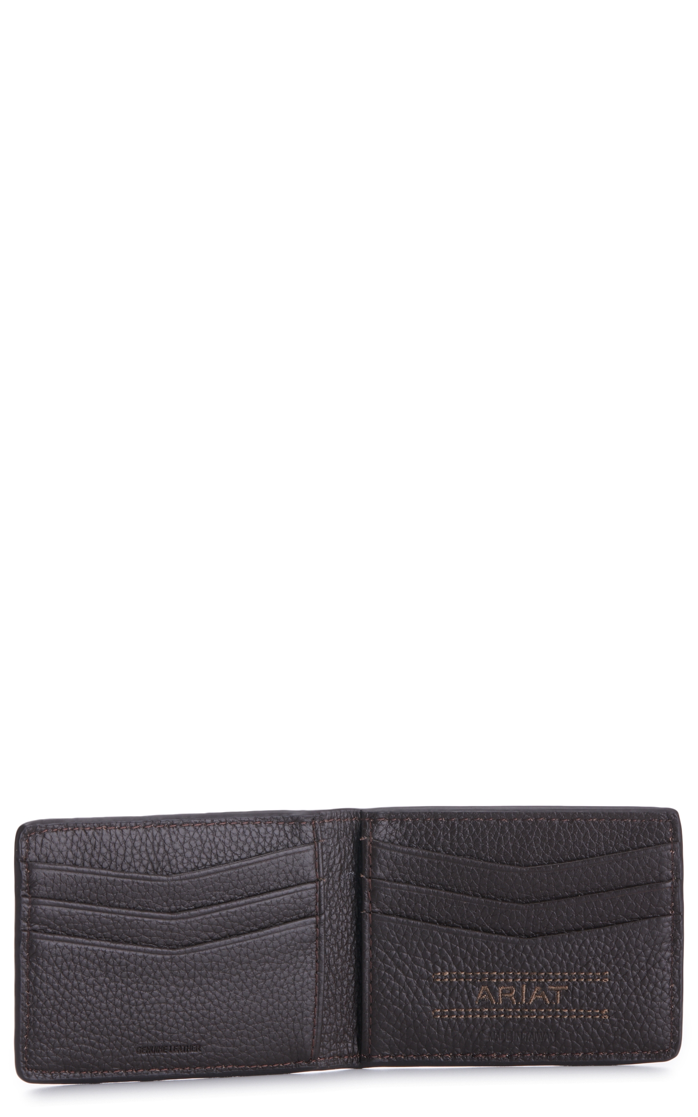 Ariat Men's Brown with Basketweave Tooling Bi-Fold Money Clip/Bottle Opener Wallet - Image 1
