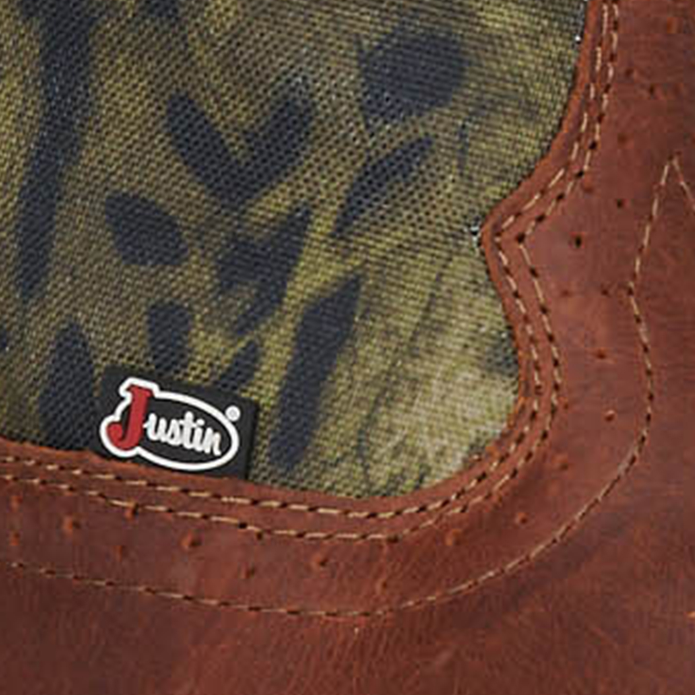 Justin Men's Strike Russet Brown and Camo EH Wide Square Toe Snake Boots - Image 1