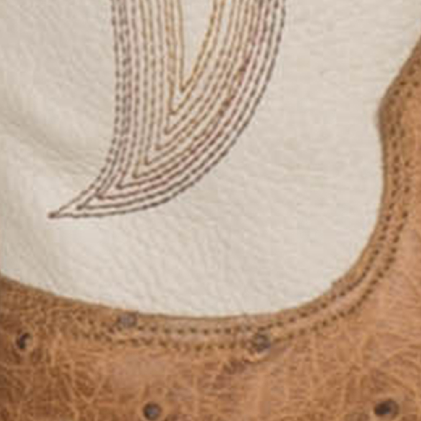 Justin Men's Pascoe Ivory and Antique Saddle Brown Smooth Ostrich Wide Square Toe Exotic Cowboy Boots - Image 1