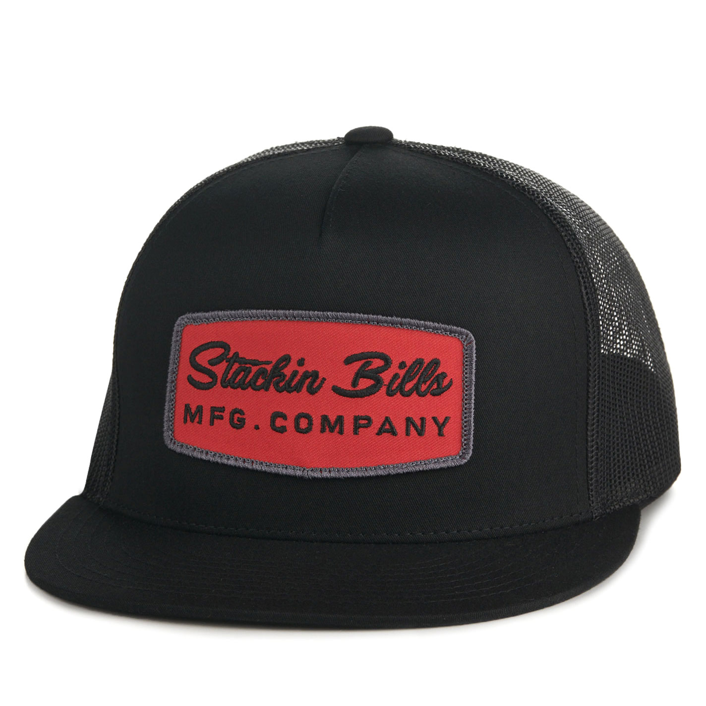 Stackin Bills Black with Red Lightning Logo Patch Cap - Image 1