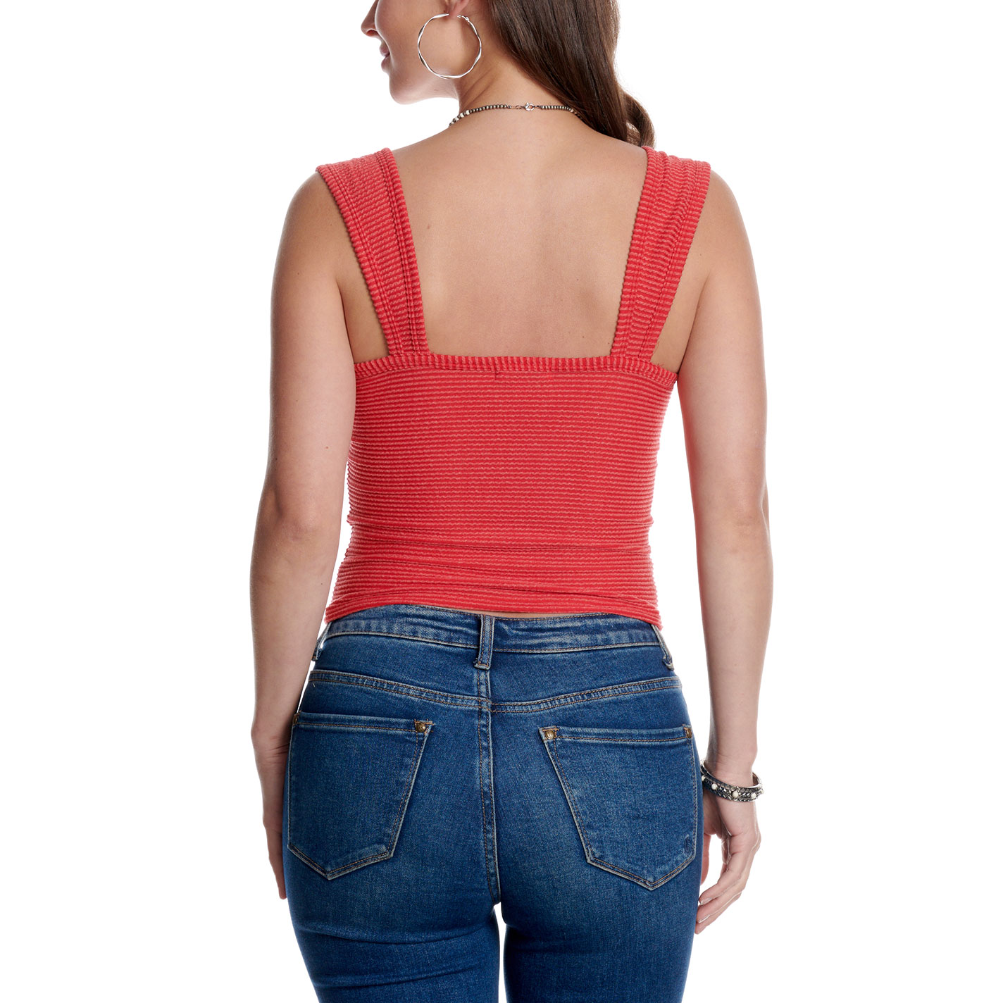 Moa Moa Women's Red Sweetheart Neck Cropped Tank Top - Image 3
