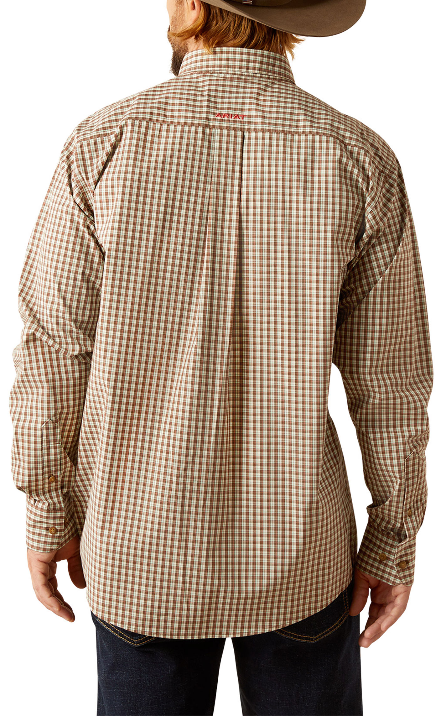 Ariat Men's Pro Series Cassius Chocolate & Mint Plaid Western Shirt - Image 1