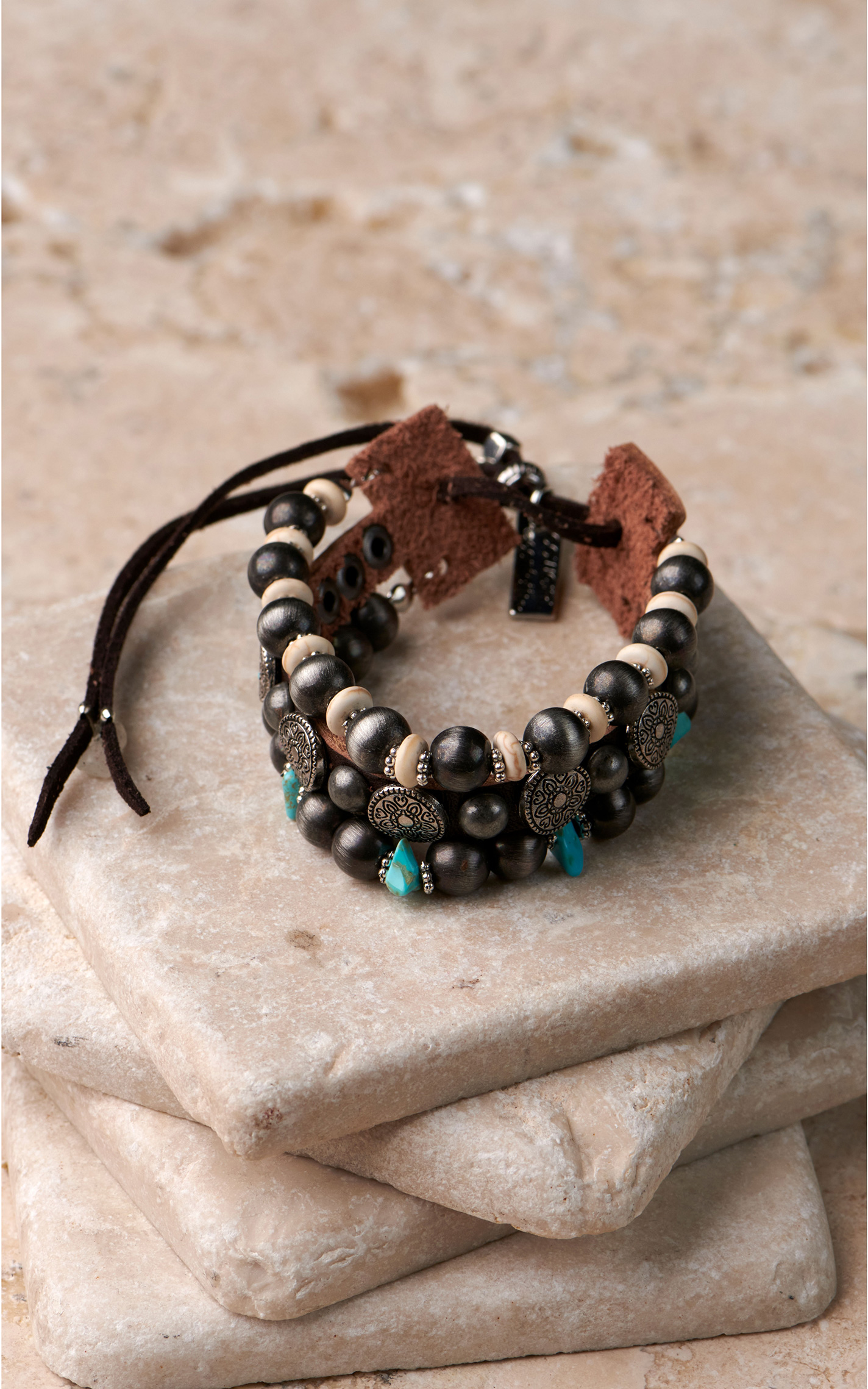 Cowgirl Confetti Lookin for Love Beaded Leather Cuff - Image 1
