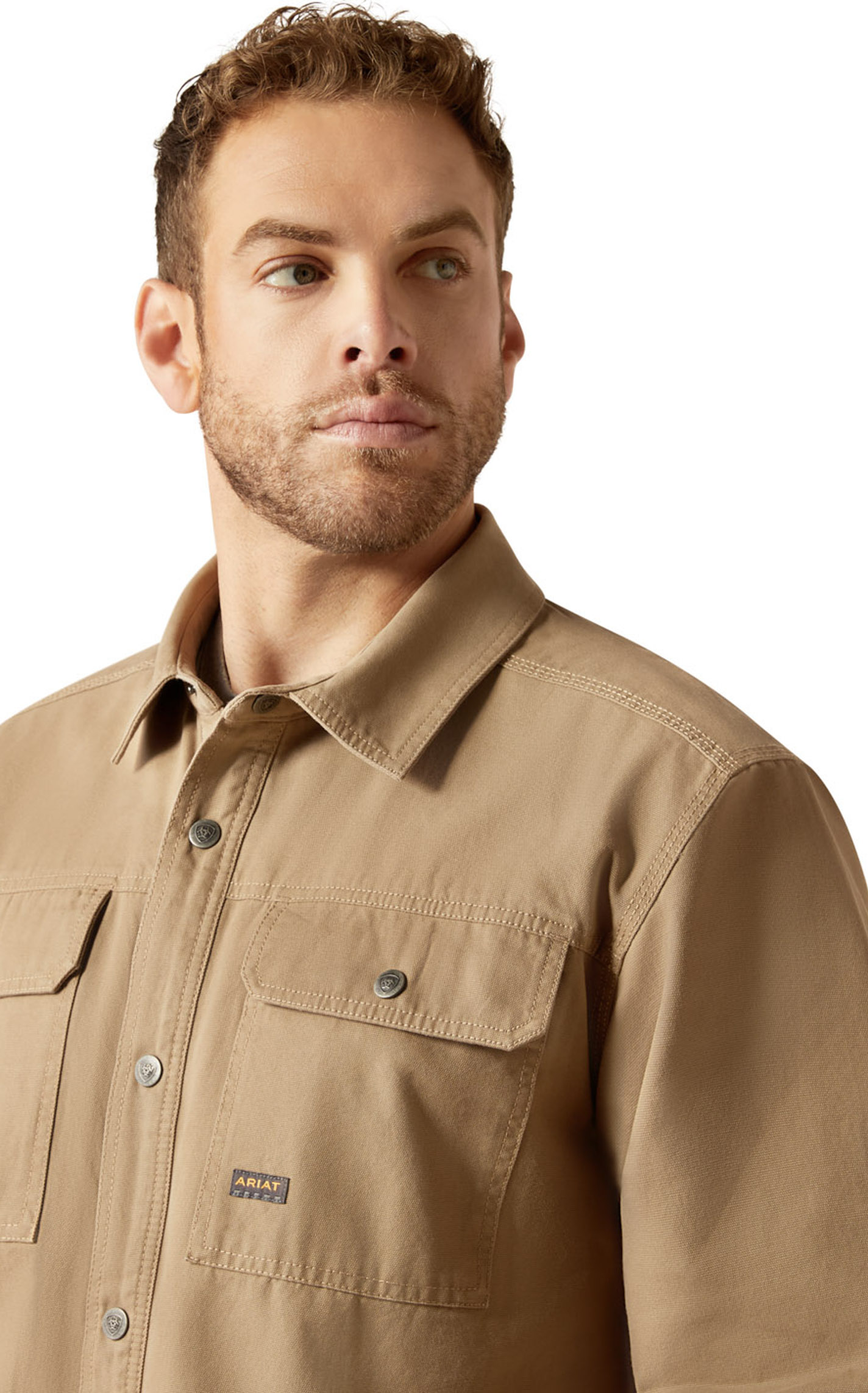 Ariat Men's Rebar Field Khaki Canvas Soft Lined Shirt Jacket - Image 2